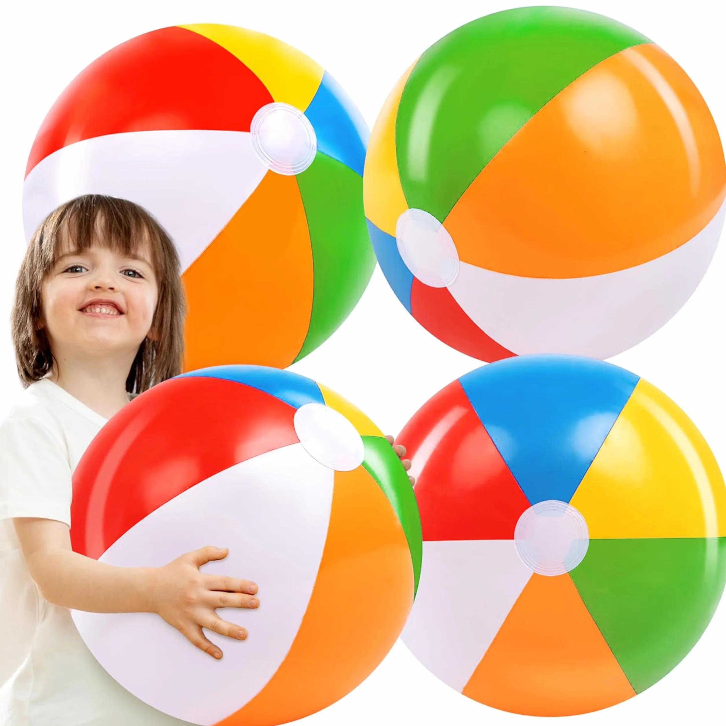 JOYIN 4 sztuki Dia 50 cm/20 cali nadmuchiwana piłka wodna, duże tęczowe piłki plażowe, piłka wodna dla dzieci i dorosłych na letnią imprezę basenową, zabawka na plaży, upominki na przyjęcie