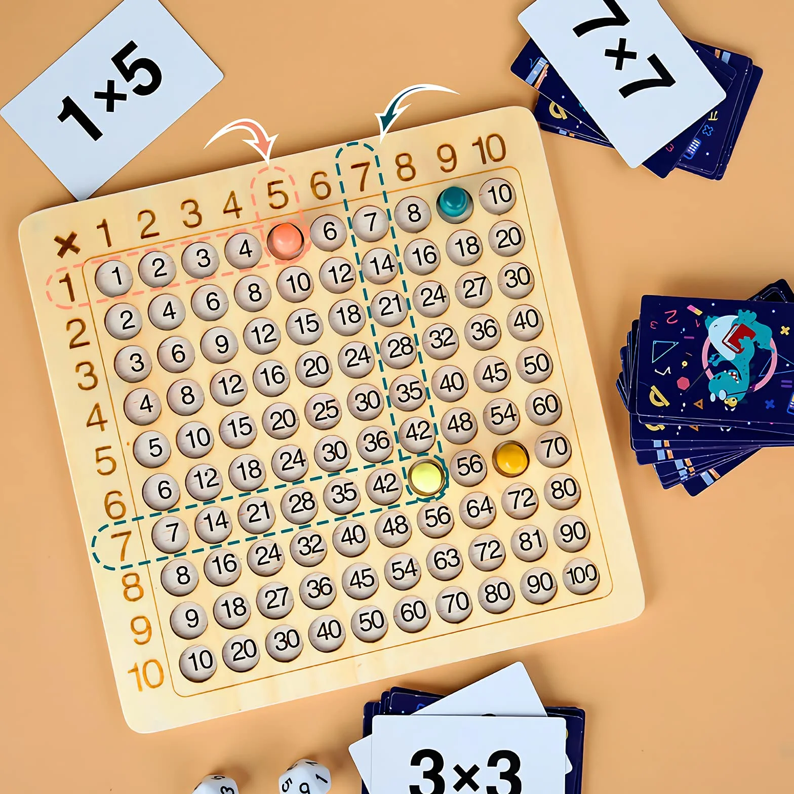 OneNine Montessori zestaw do rozmnażania i dodawania drewna, 2 w 1, 1 x 1, do nauki mnożenia, do wczesnej edukacji