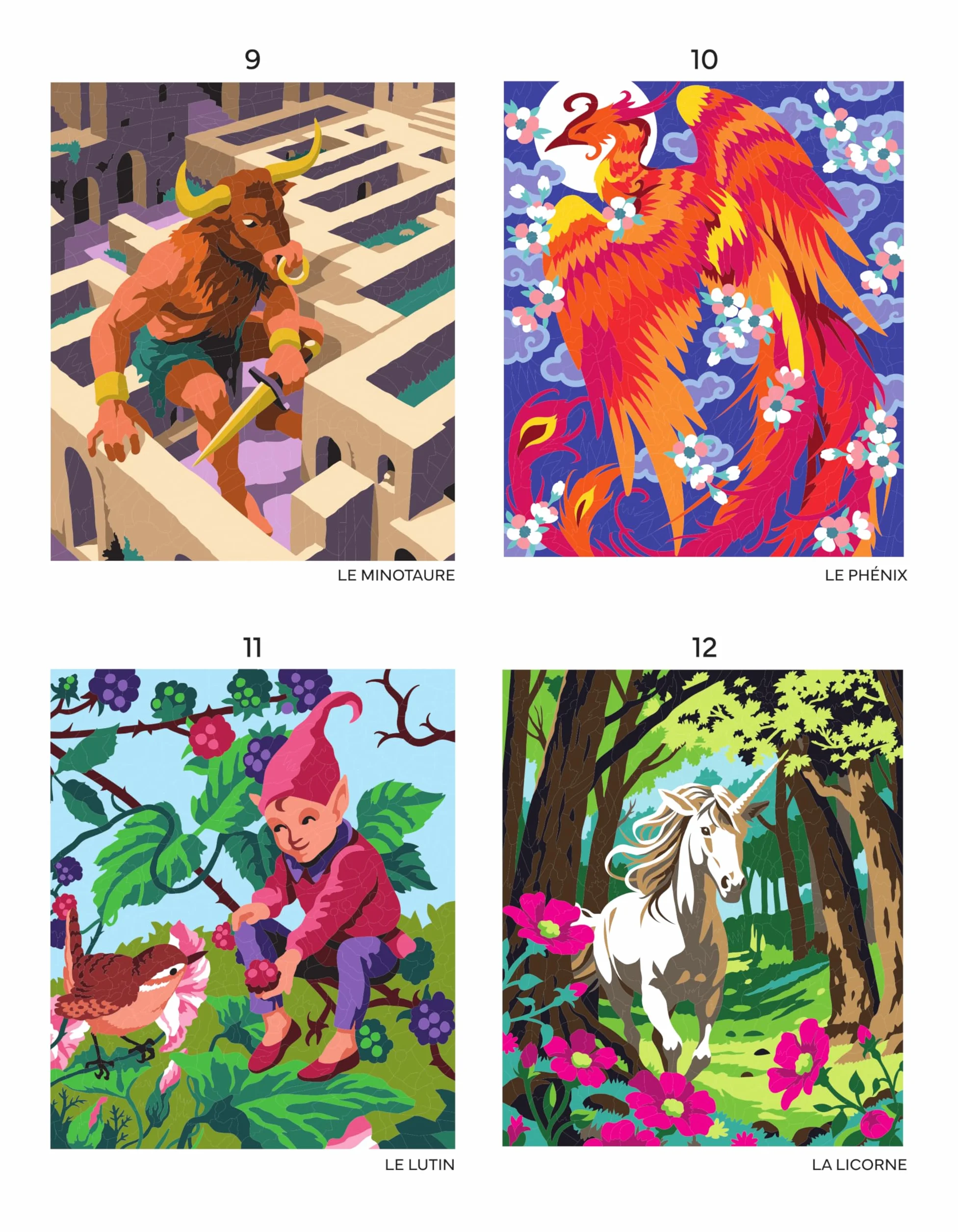 Créatures fantastiques: 45 coloriages mystères