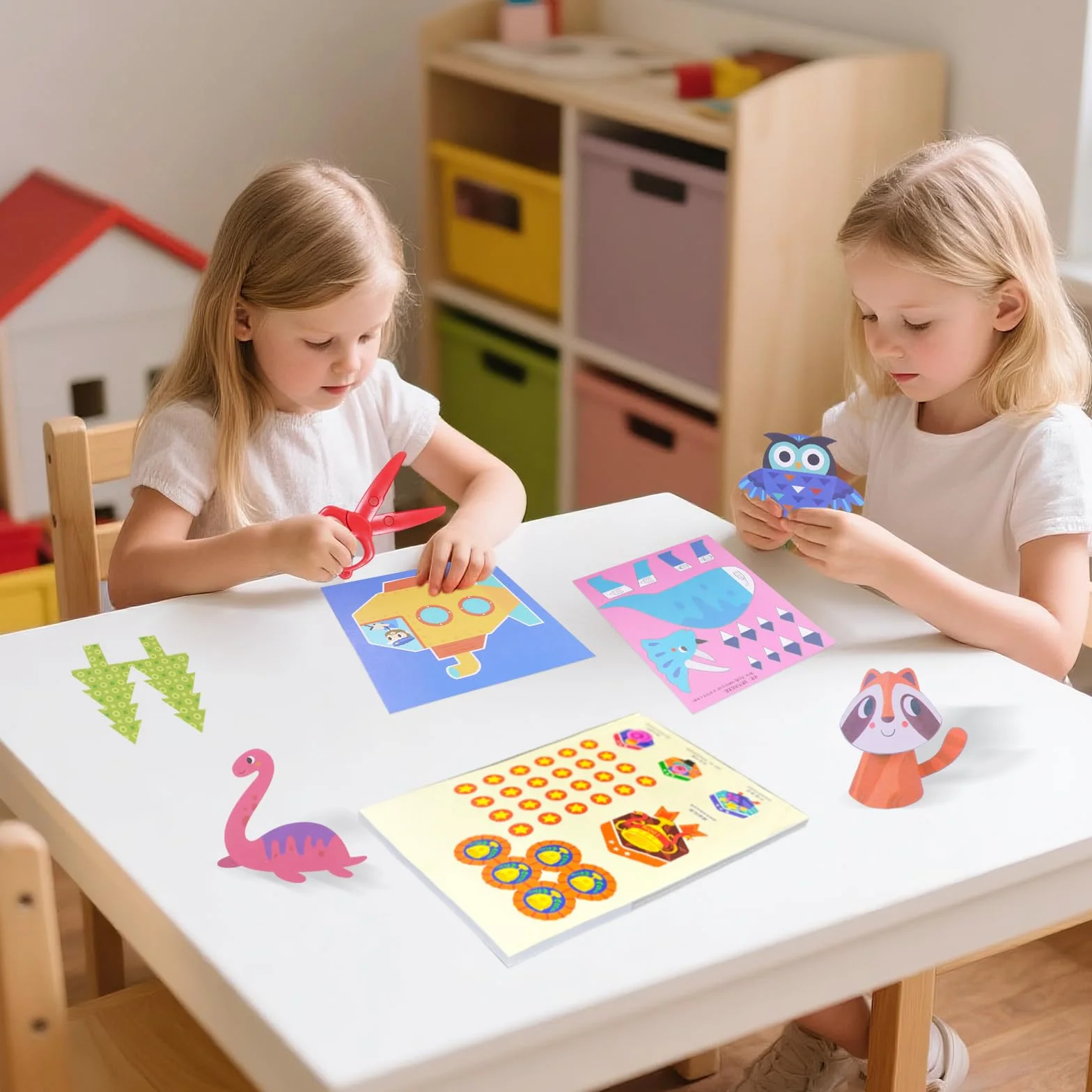 Zestaw do cięcia papieru dla dzieci, 50 arkuszy papieru, zabawny zestaw do cięcia papieru, zabawka edukacyjna DIY, zabawka edukacyjna od 5 lat, zabawka edukacyjna, naklejka + certyfikat (zaawansowany)