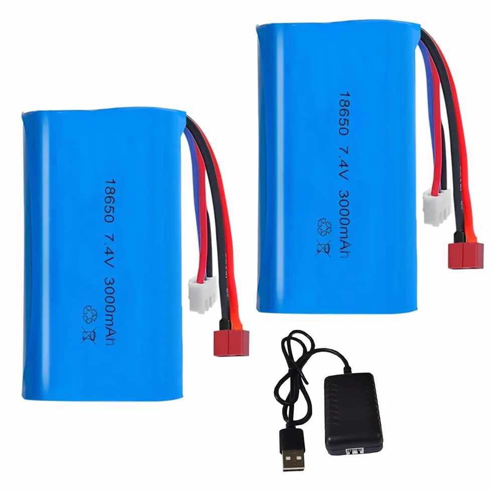 Akumulator litowo-jonowy 7,4 V, 2 szt. 3000 mAh akumulator litowo-jonowy z wtyczką Deans T Plug i Xh-3P, baterie litowe Lonen z 1 ładowarką, do pojazdów RC, czołgów, samochodów, robotów, samochodów