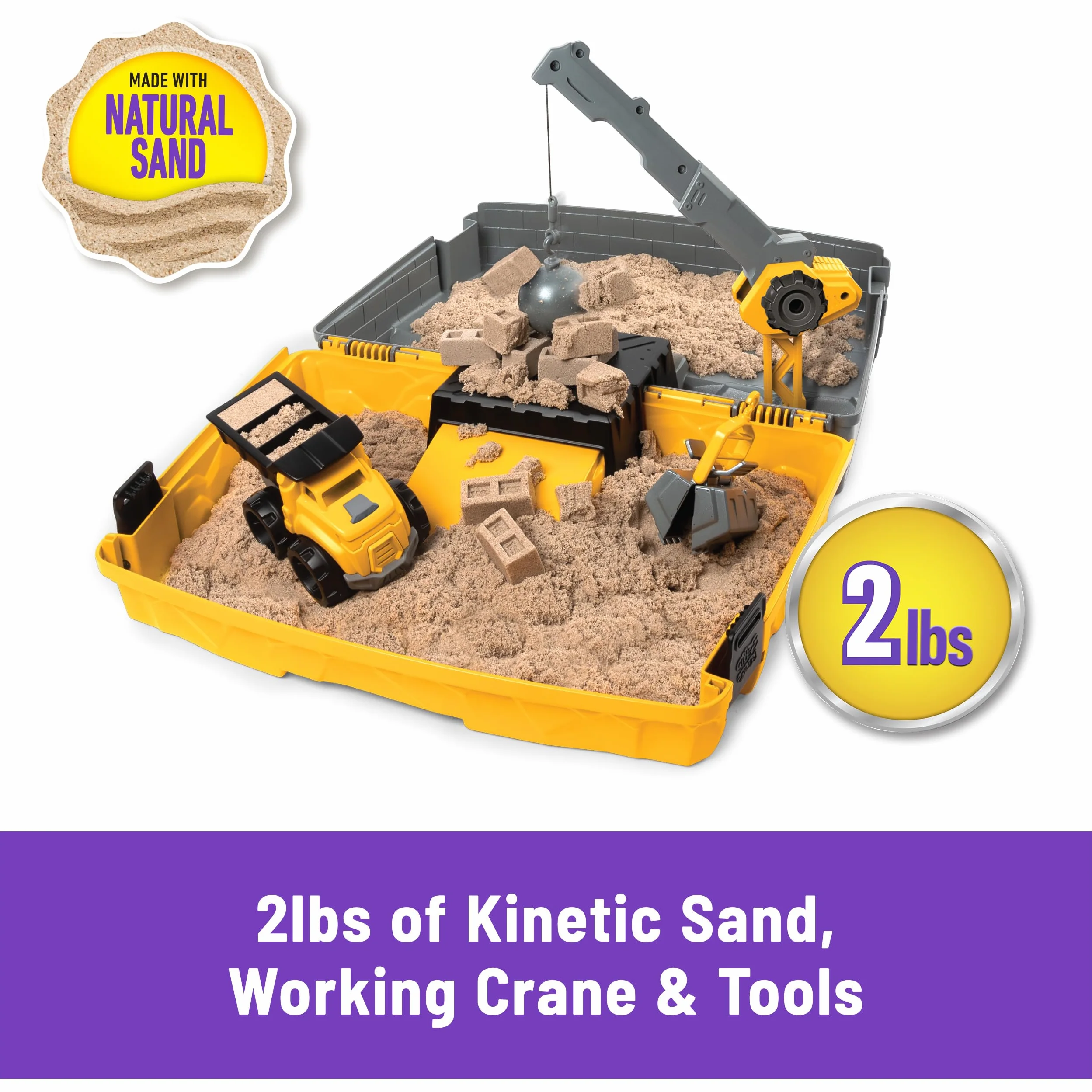 Kinetic Sand, Kop i burz plac budowy, piasek kinetyczny z akcesoriami, dla dzieci od 3 lat