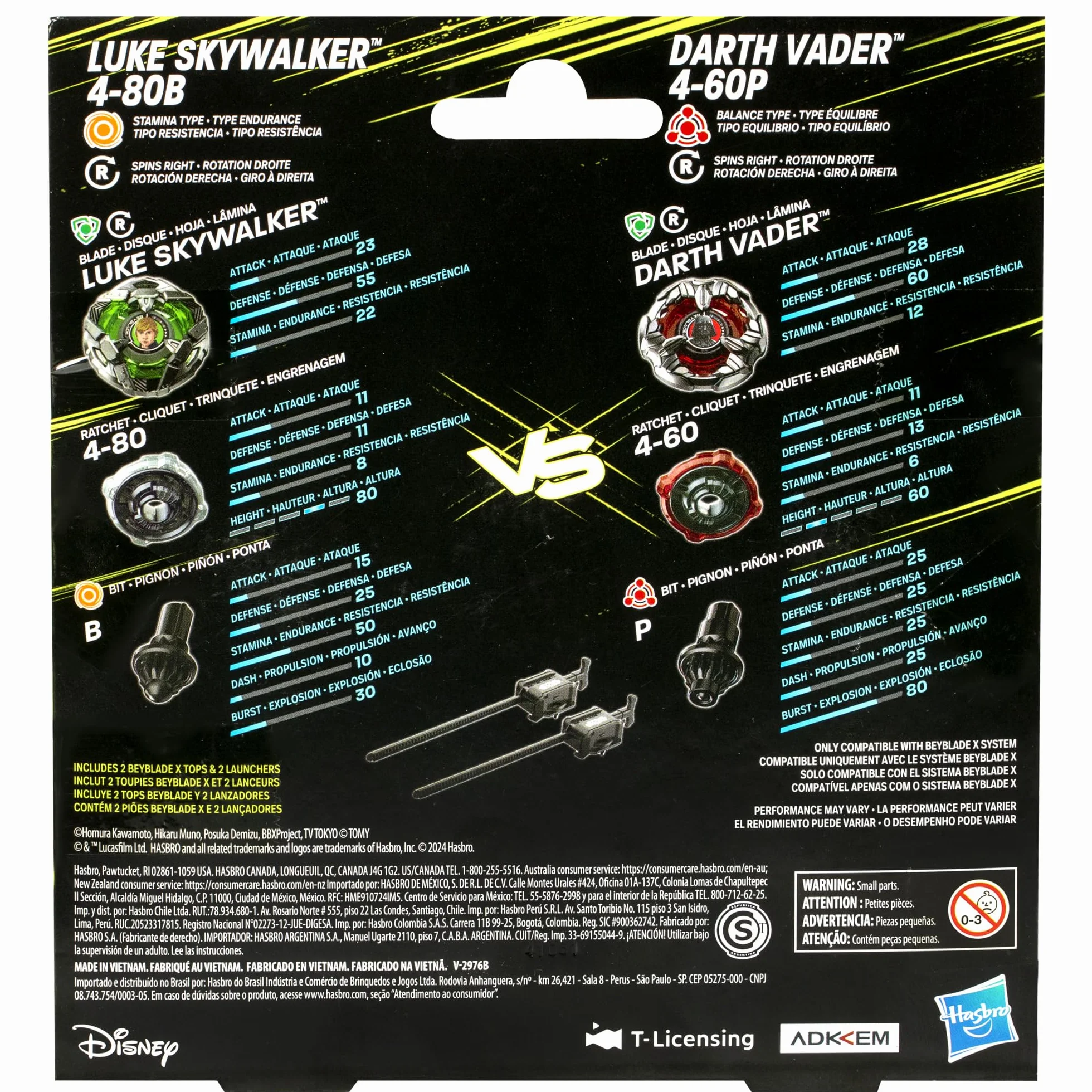 Beyblade X Gwiezdne wojny Collab Luke Skywalker 4-80B kontra Darth Vader 4-60B