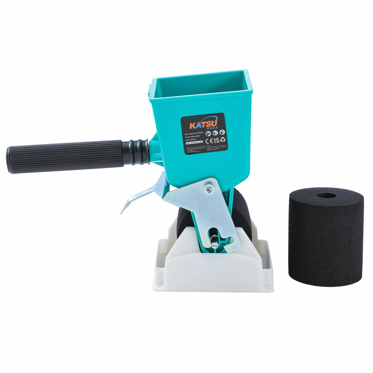 KATSU Tools 335167 Przenośny aplikator kleju, 7 cm, 180 ml, regulowane natężenie przepływu, ręczny wałek samoprzylepny do samodzielnego wykonania stolarza
