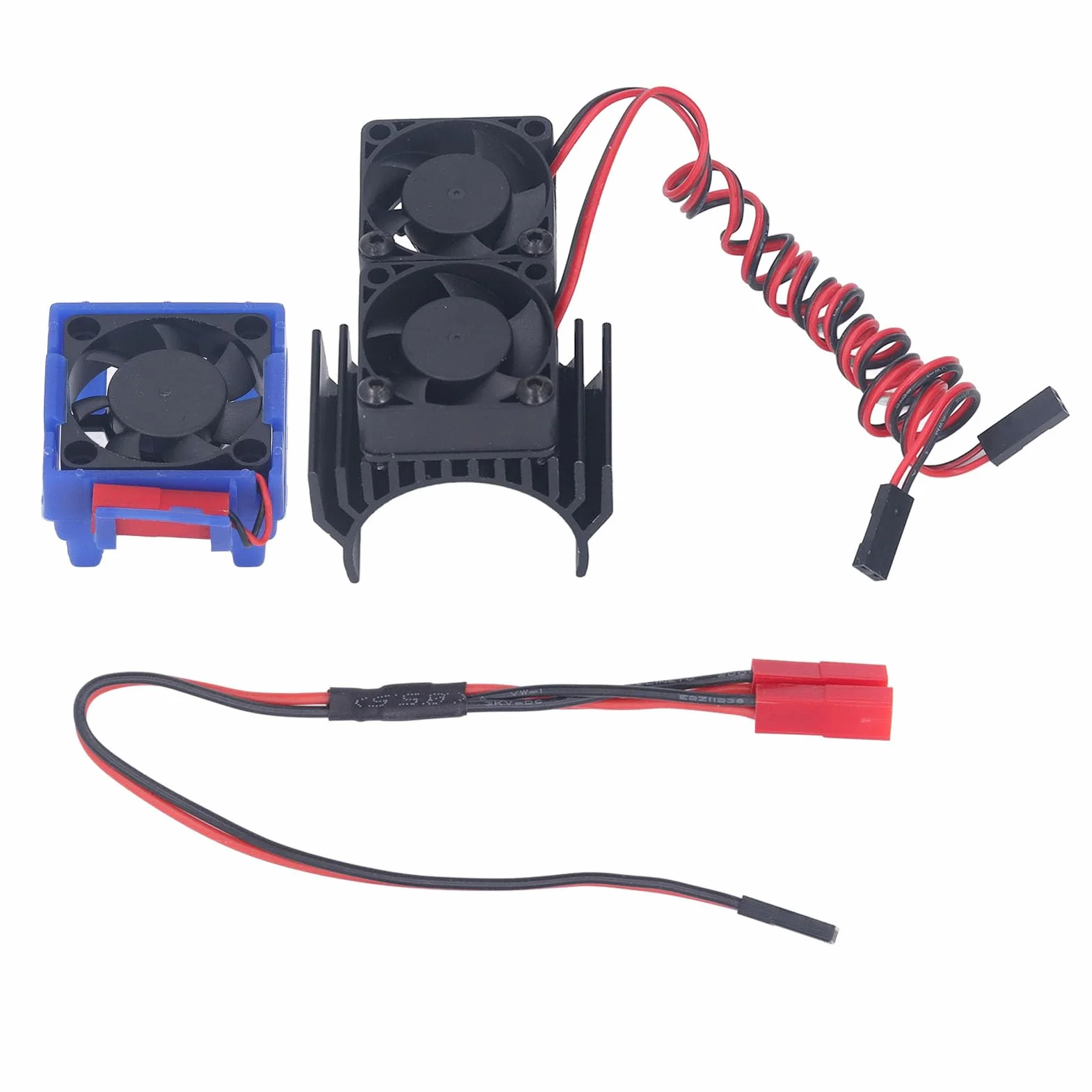 Zestaw wentylatorów radiatora Topyond RC 5 V do samochodu Traxxas Slash 4x4 VXL RC, wydajne chłodzenie silnika, wodoodporność, wentylator silnika Rc ze stopu aluminium dla (czarny)