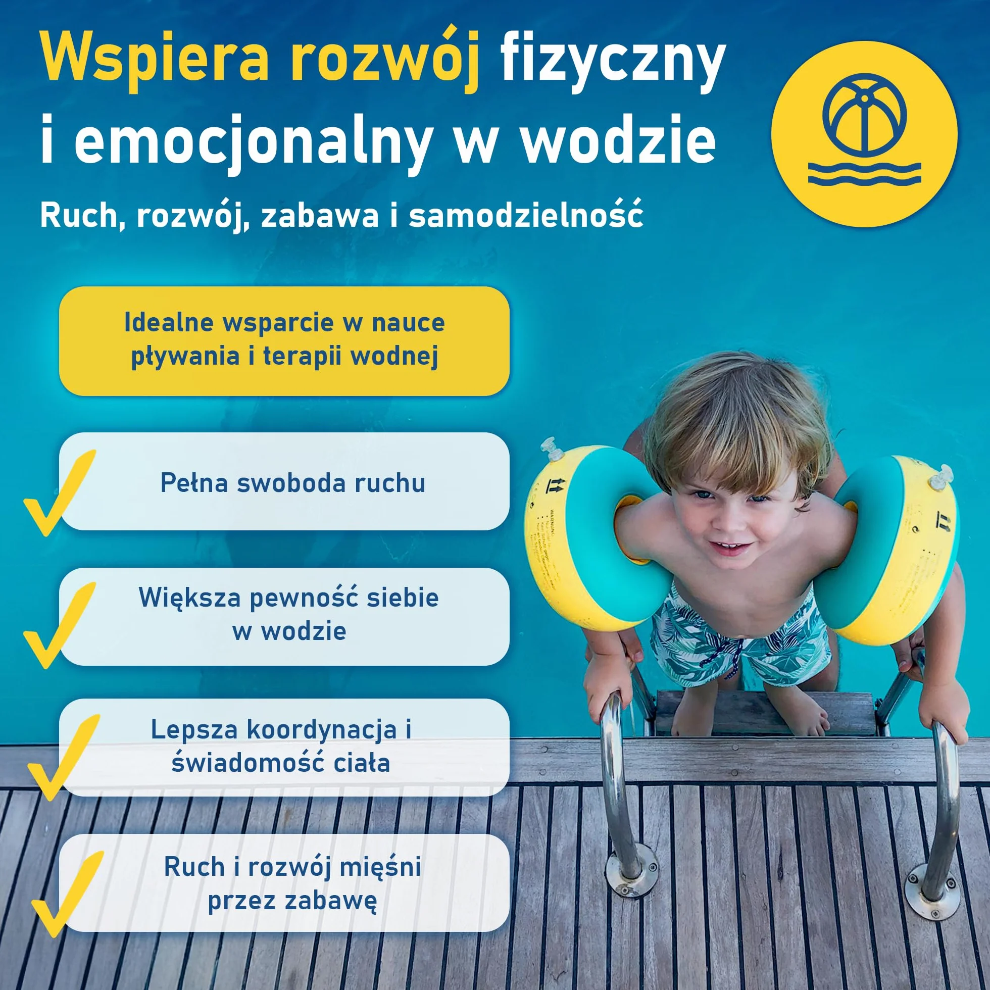 Cherek’s KraulQuappen Rękawki do nauki pływania dla niemowląt i dzieci od 7 miesięcy do 30 kg – rękawki wypornościowe z rdzeniem piankowym – pomoc do nauki pływania żółto-zielone