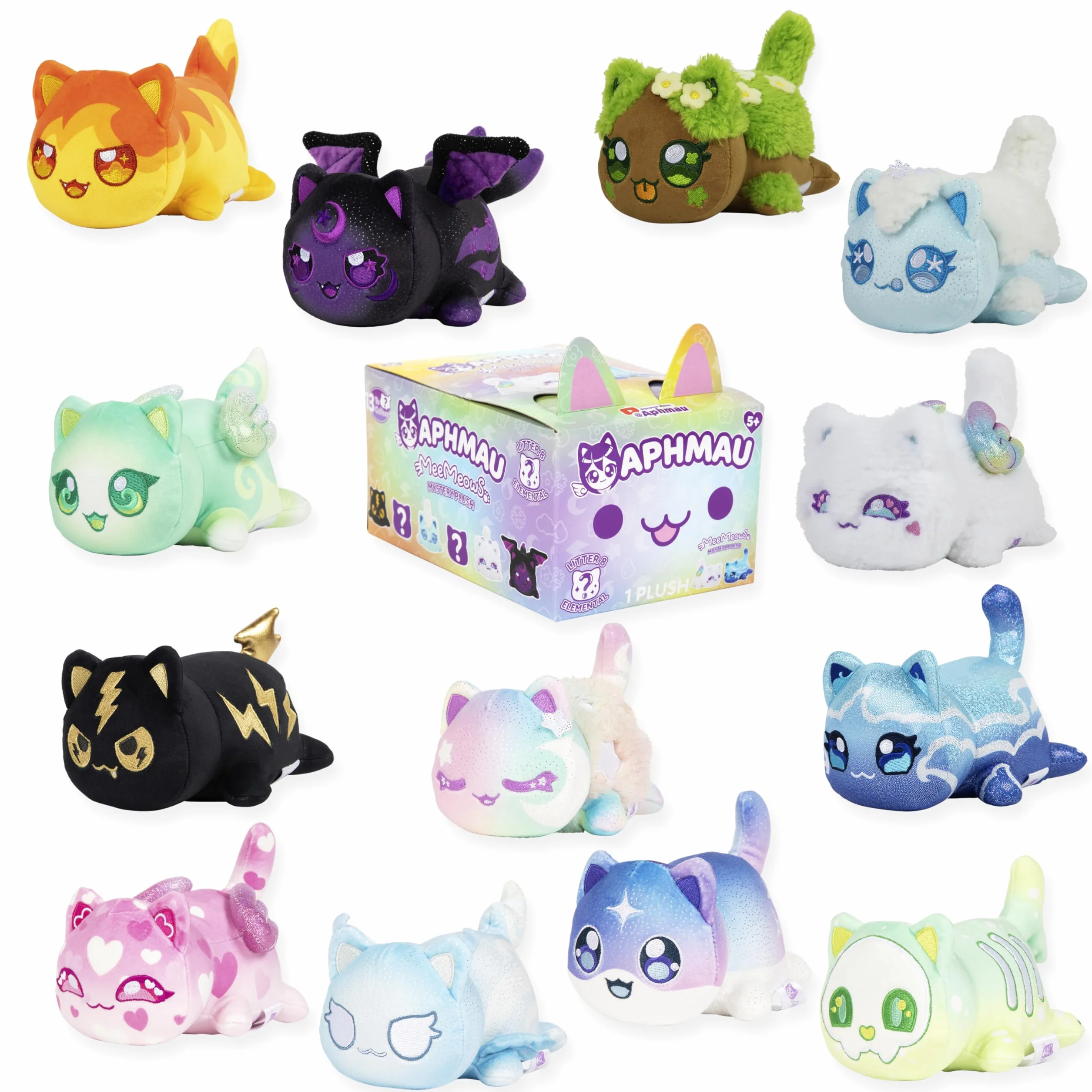 Aphmau MeeMeow Mystery Plush 15.2 cm – seria 8, kanał gier YouTube Minecraft, Blind Box, 1 z 8 możliwych, zabawny element MeeMeows inspirowany Minecraftem, oficjalny produkt