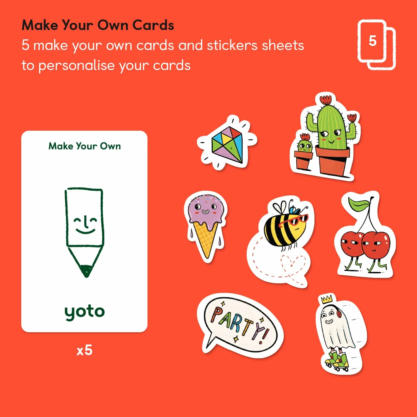 Yoto Make Your Own (Pack of 5)- Kids puste karty audio (instrukcje angielskie) do użytku z Yoto Player & Mini All-In-1 Audio Player, dla dzieci w każdym wieku