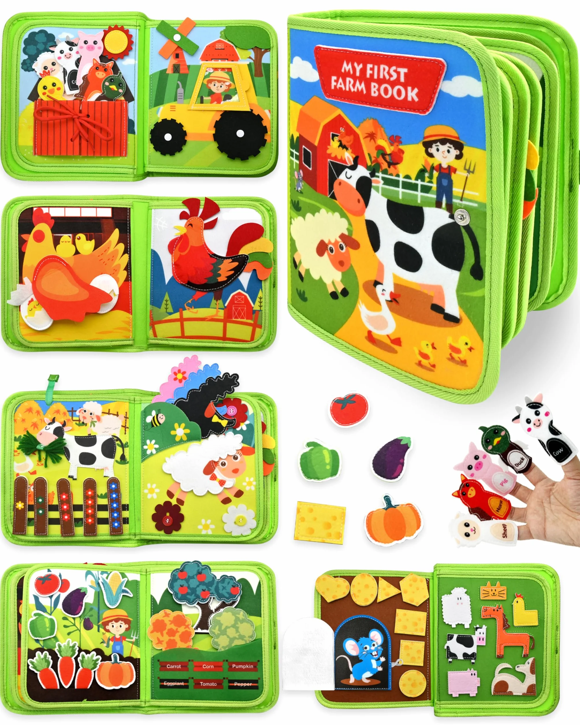 Busy Board Montessori 20 w 1 Quiet Book Activity Board Farma z miękkiego filcu Edukacyjna Zabawka dla Dzieci od 1 2 3 lat