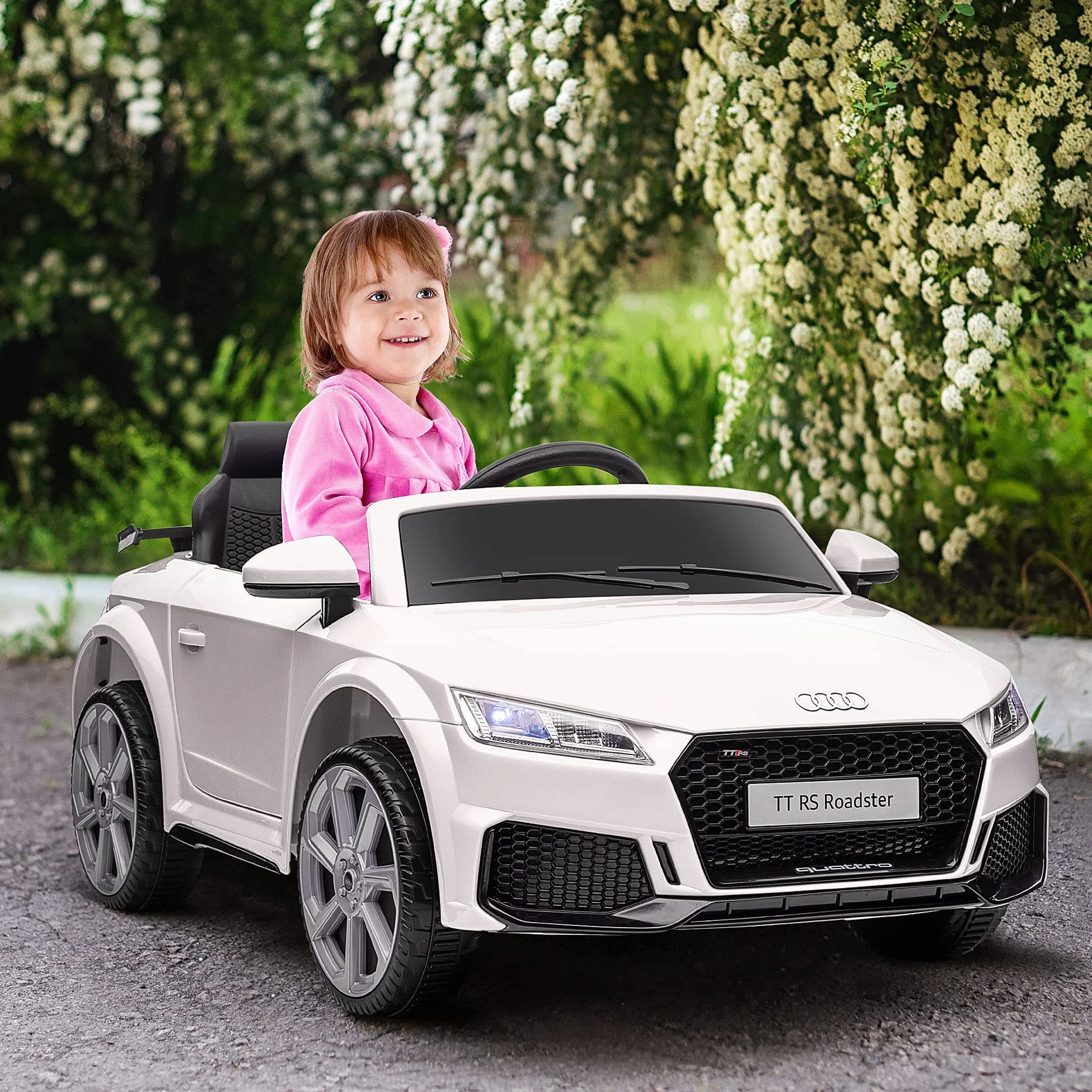 HOMCOM Elektryczny samochód dziecięcy Audi TT RS 12 V 30 W V. Maks. 3 km/h pilot zdalnego sterowania 2,4G Efekty dźwiękowe + światło białe