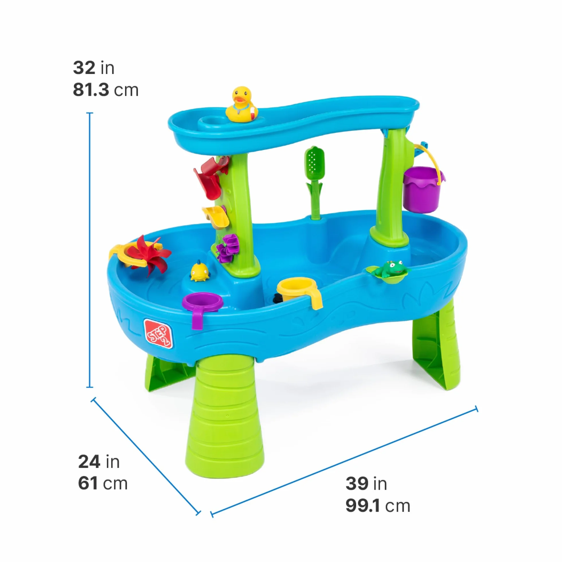 Step2 Rain Showers Splash Pond Stol Wodny z 13-czesciowym zestawem akcesoriow | Zabawki wodne dla dziecka | Stol z woda do ogrodu