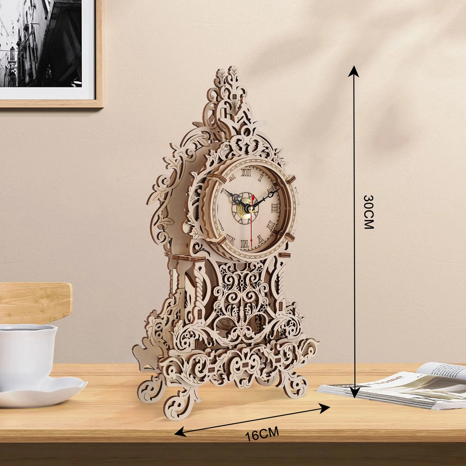 Cuteefun Drewniany zegar wahadłowy 3D zestaw modelowy dla dorosłych do samodzielnego montażu w celu zbudowania 3D drewniane puzzle DIY drewniane zestawy konstrukcyjne kreatywne