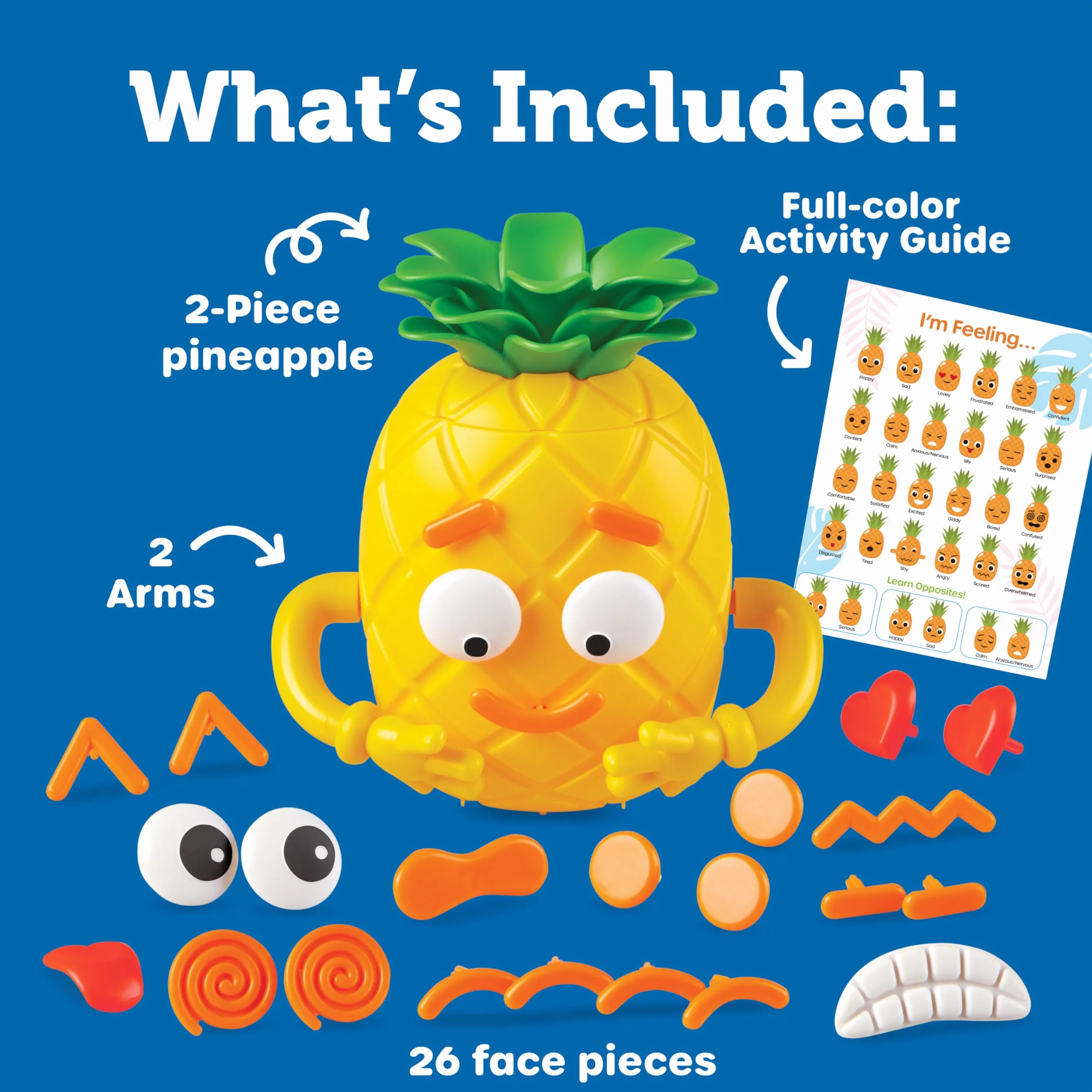 Learning Resources Big Feelings Pineapple Spo?eczna Nauka Emocjonalna Zabawka 30-Kawałek Zestaw, żółty