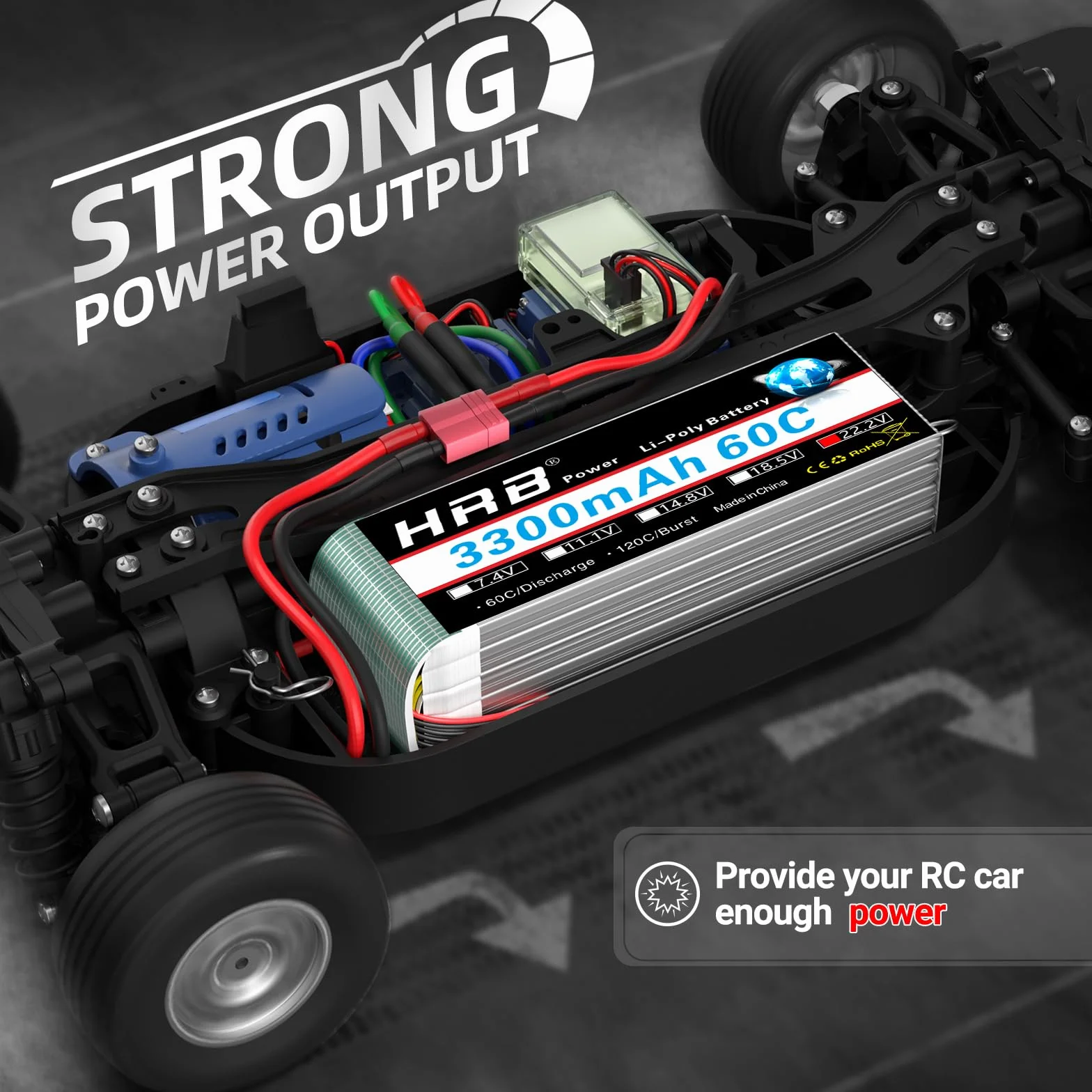 HRB 2 opakowania 6S 3300mAh 22,2 V 60C LiPo Akumulator z wtyczką do samochodów RC Car Boat Truck Heli Airplane (Dean T)