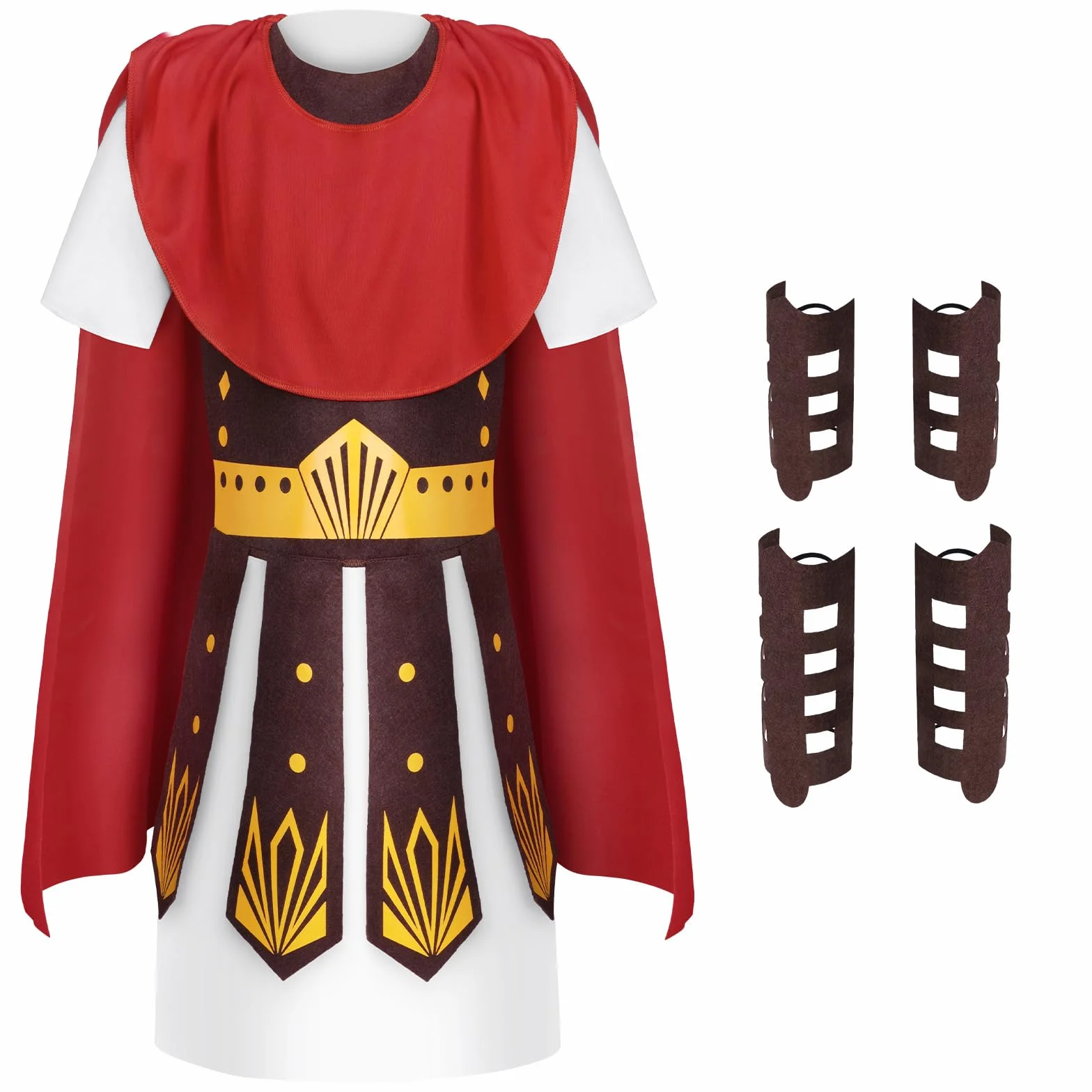 Kostium gladiatora dla dzieci z tunetem, ochrona ramion i nóg, 5-częściowy kostium gladiatora z mieczem samurajskim, odpowiedni na karnawał, Halloween, imprezę tematyczną