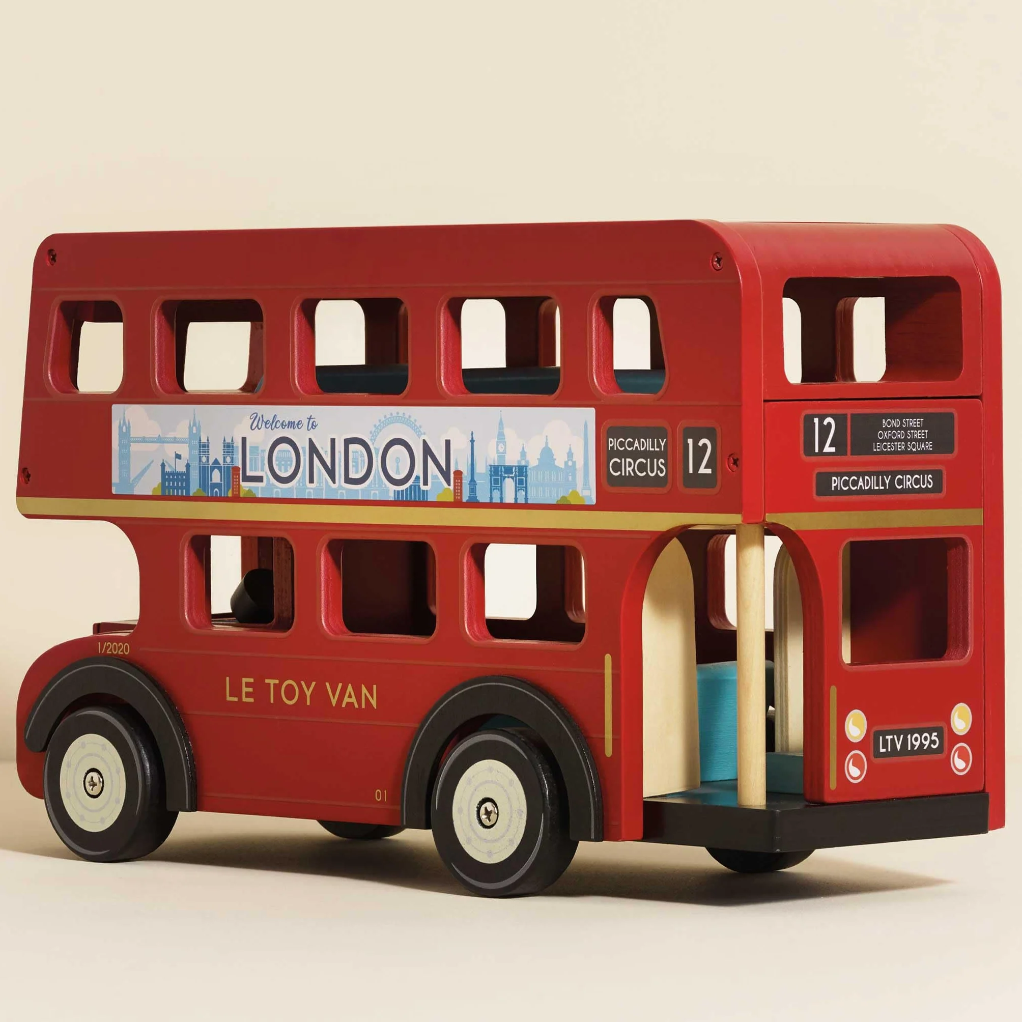 Le Toy Van TV469 Cars & Construction Double Decker Wooden Role Play Suitable for Girls and Boys Toys, London Bus