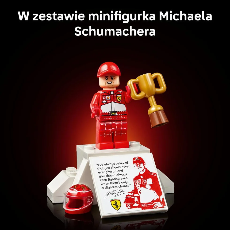 LEGO Icons Ferrari F2004 i Michael Schumacher, zestaw konstrukcyjny dla dorosłych z modelem bolidu F1, kolekcjonerski samochód wyścigowy, pomysł na prezent dla mężczyzny i kobiety 11375