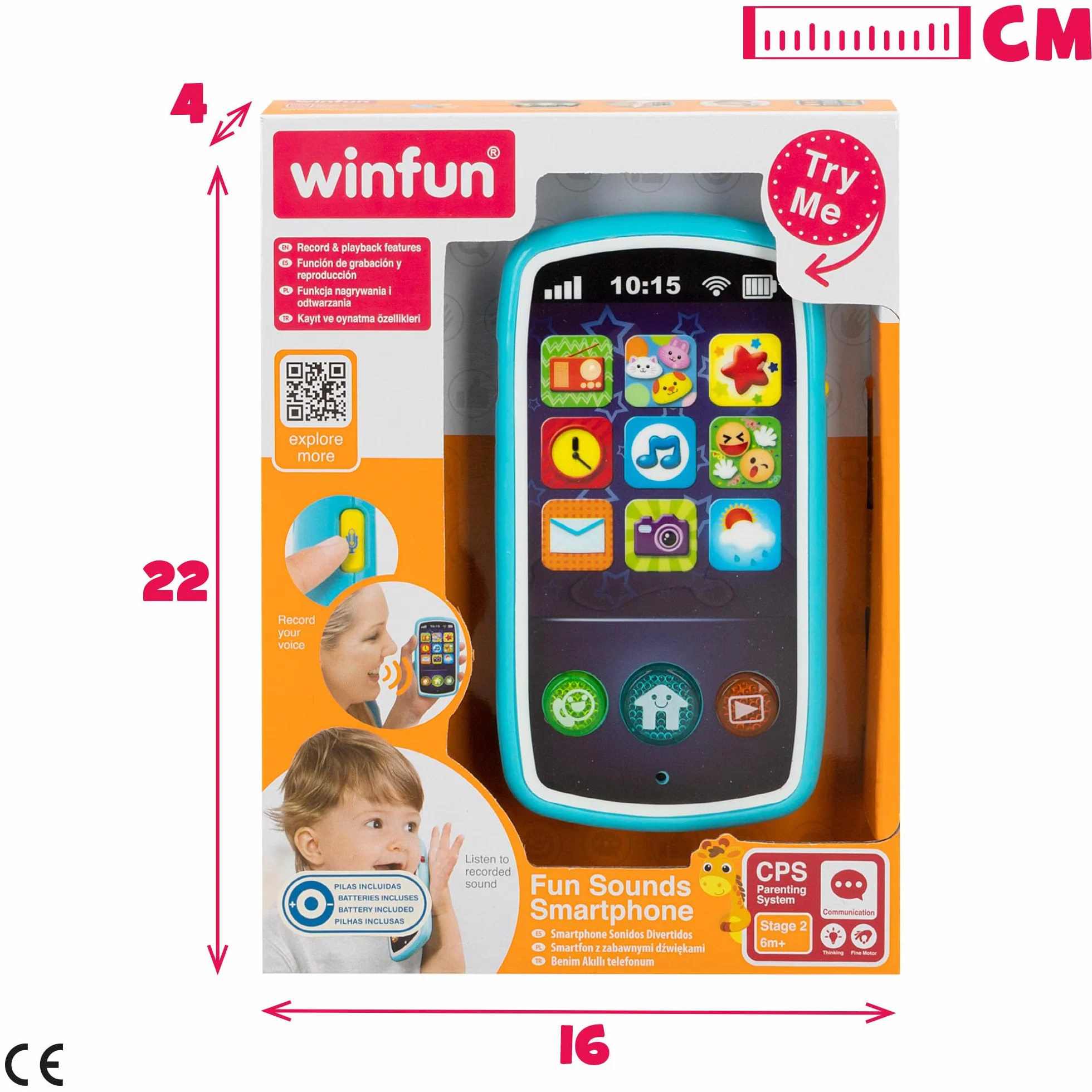 winfun (44523), muzyczny telefon komórkowy dla dzieci, różne kolory/wzory