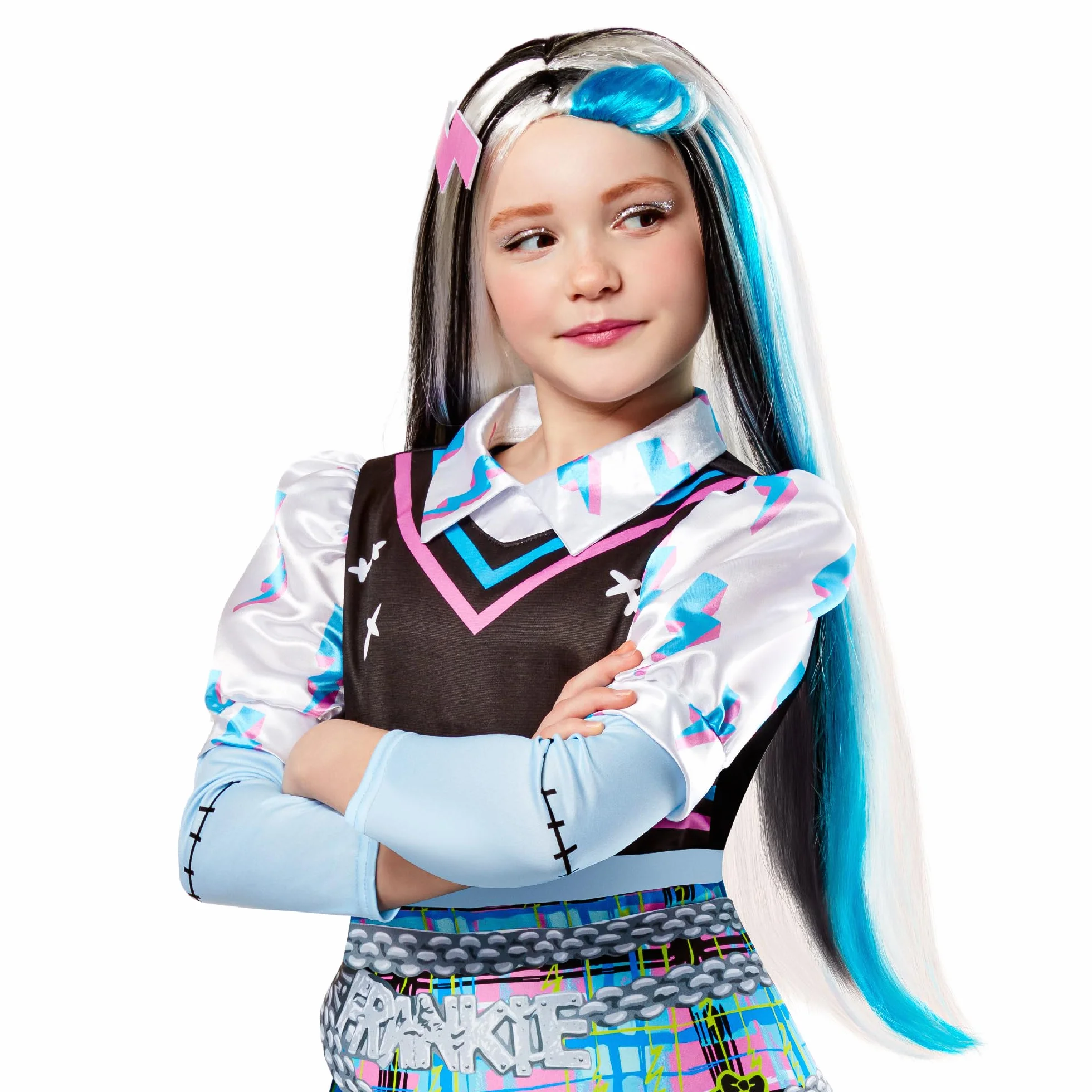 Rubies Frankie Stein peruka dla dziewczynek, standardowy rozmiar, oficjalna peruka Monster High, na karnawał, Boże Narodzenie, urodziny, imprezę i Halloween.