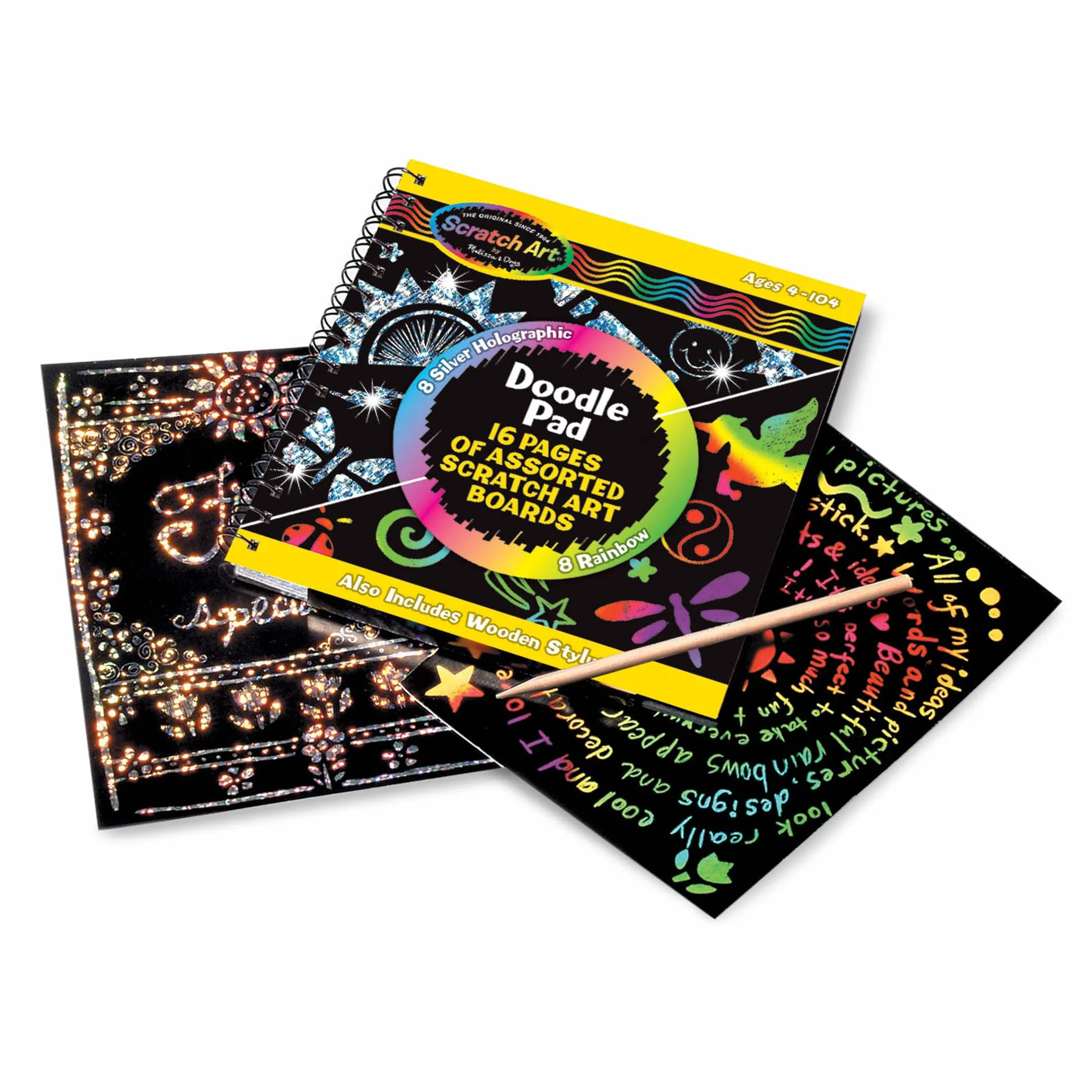 Melissa & Doug Scratch Magic Doodle | Zdrapki | Rękodzieło | Zestawy pieczątek & szablony | Prezent świąteczny | Sztuka do zdrapywania | Sztuka i rzemiosło | 4+ | Prezent dla chłopca lub dziewczyny