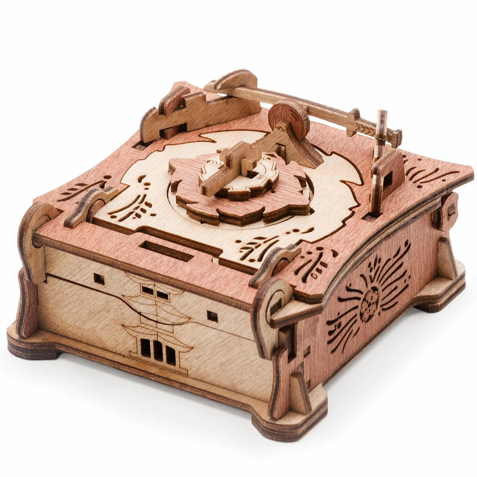 iDventure Samurai pudełko puzzle | Escape Room mechaniczna skrzynia skarbów | prezent urodzinowy | drewniane puzzle 3D | gra logiczna dla dorosłych i pudełko z puzzlami dla młodzieży 14+