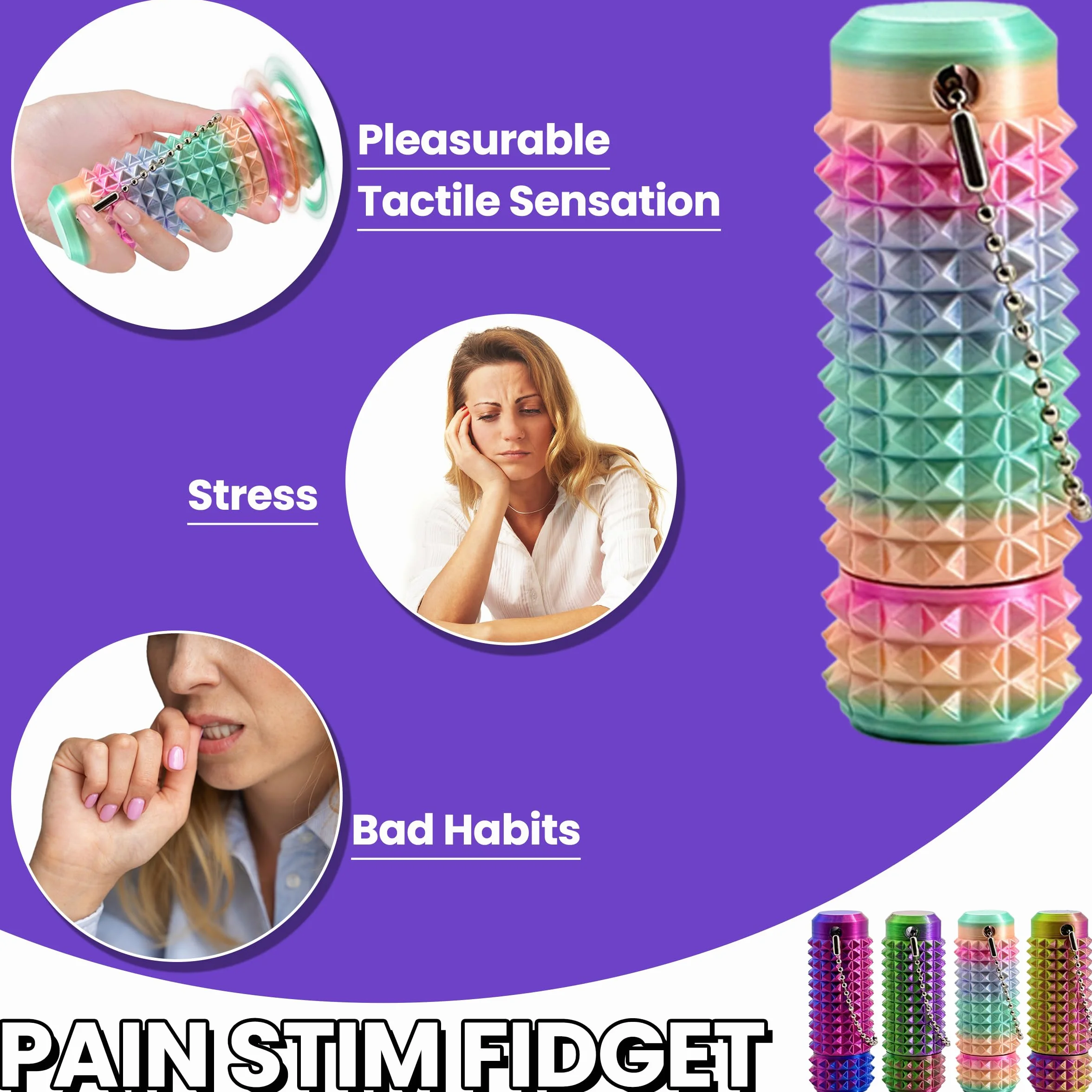 Little Ouchies Pain Fidget Toys z wałkiem, zabawka antystresowa i skupiająca się na gradiencie kolorów, dla dorosłych i nastolatków, 4-pak