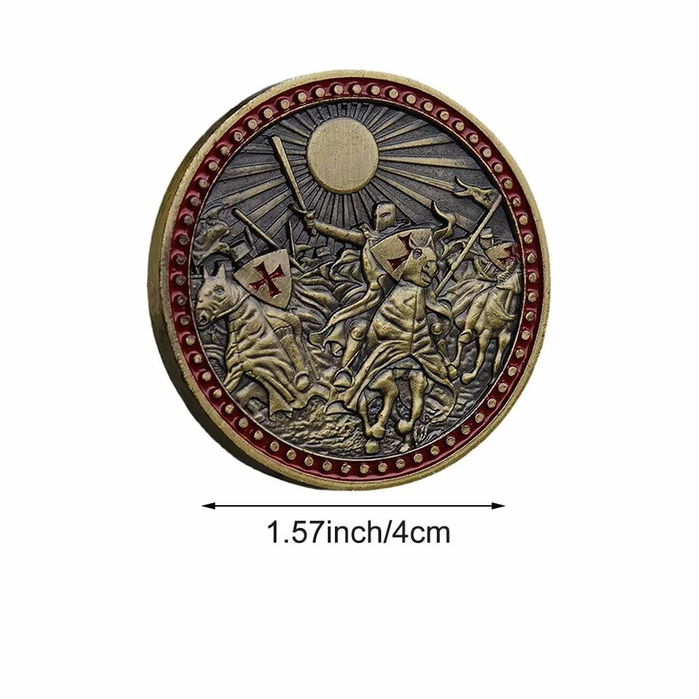 Moneta Pamiątkowa Rycerzy Templariuszy, Moneta Pamiątkowa Krzyżowca, Vintage Moneta Wyzwania, Medal Świętej Tarczy