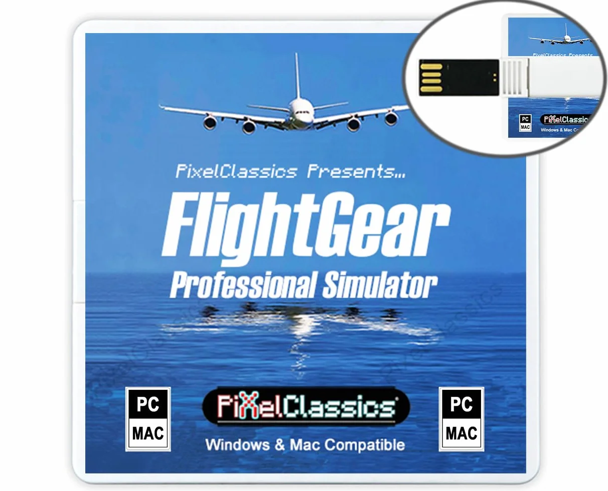 FlightGear Flight Simulator 2025 X Flight Sim Plane & Helicopter Professional Simulator USB | 600+ Samolotów & 20,000 Prawdziwych Lotnisk dla Systemu Microsoft Windows 11 10 oraz macOS