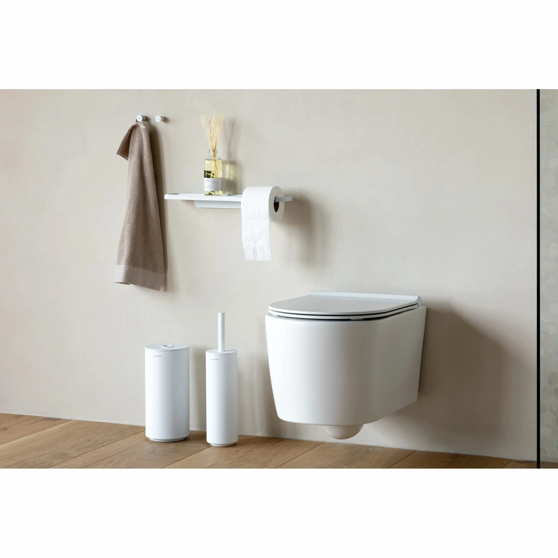 Brabantia - Mindset Dozownik na Papier Toaletowy - Miejsce Na 2 Zapasowe Rolki - Pasuje do Wszystkich Regularnych Rozmiarów Rolek - System Smart Lift - Fresh White - 30 x 15.1 x 13.7 cm