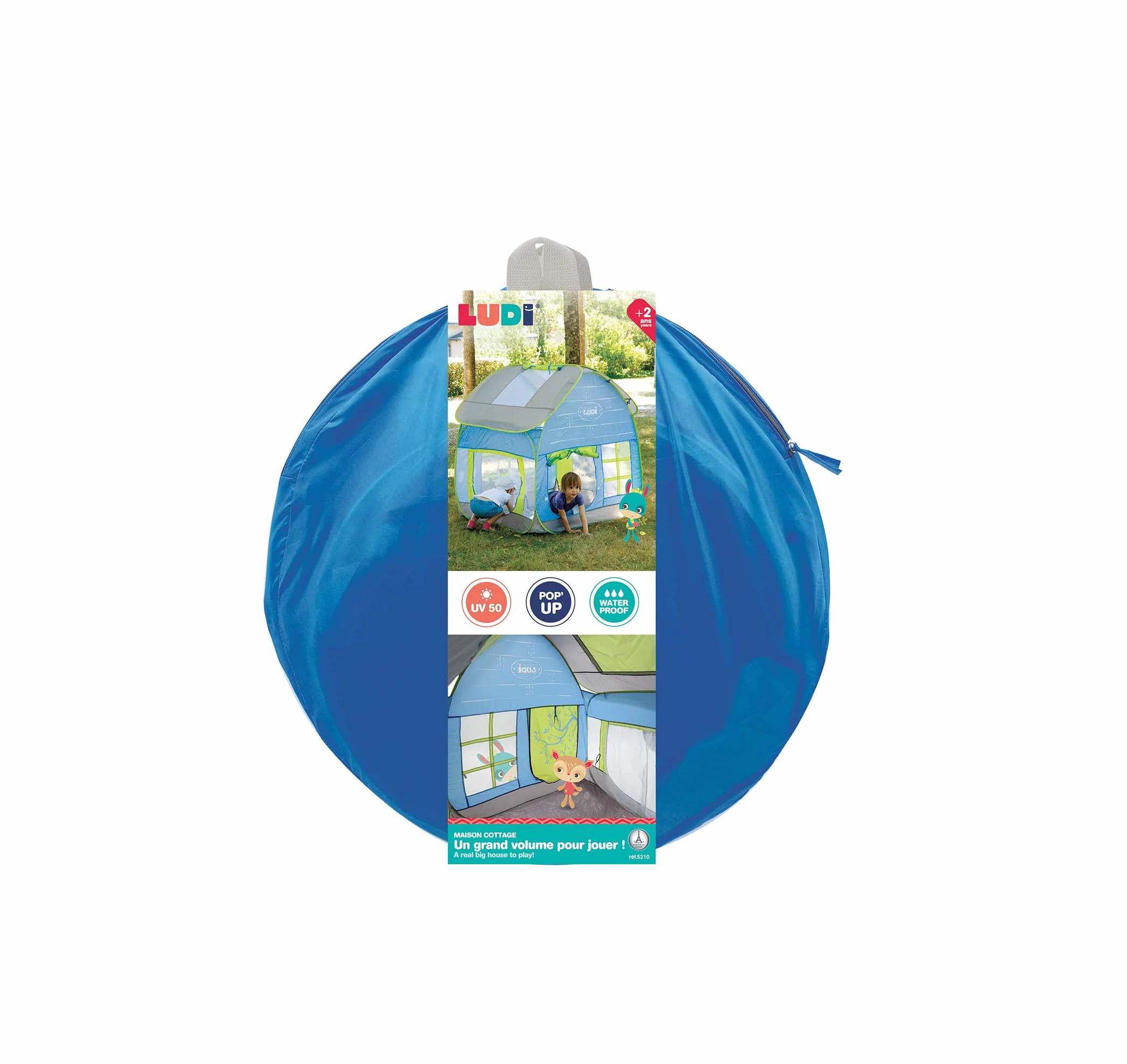LUDI - Domek ogrodowy Pop Up, domek letniskowy - duży namiot do zabawy, odporna tkanina anty-UV, izolacja podłogi, duża wentylacja - łatwy do zainstalowania i przechowywania system Pop Up - od 2 lat