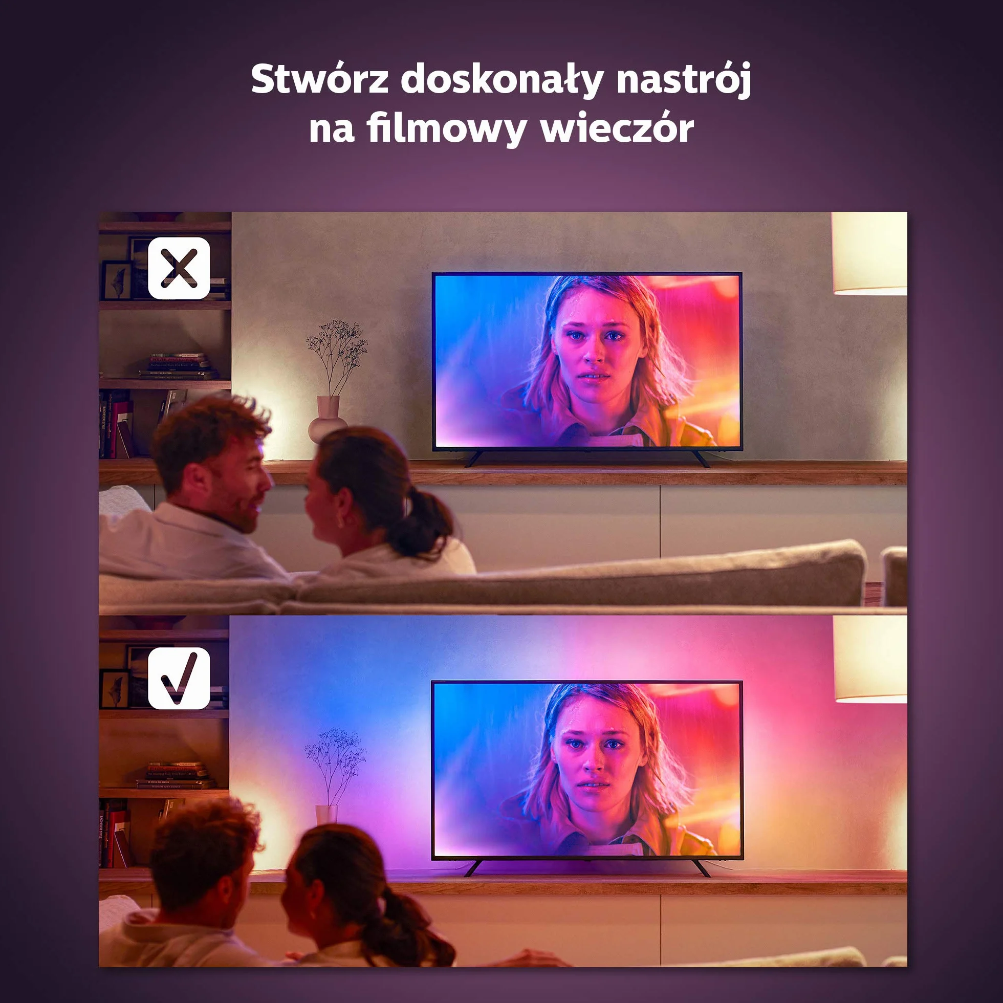 Philips Hue Play Taśma LED, 65 cali, Pasek LED Gradient 16mln Kolorów, Taśma ledowa Smart LED do Podświetlenia TV i Gamingu