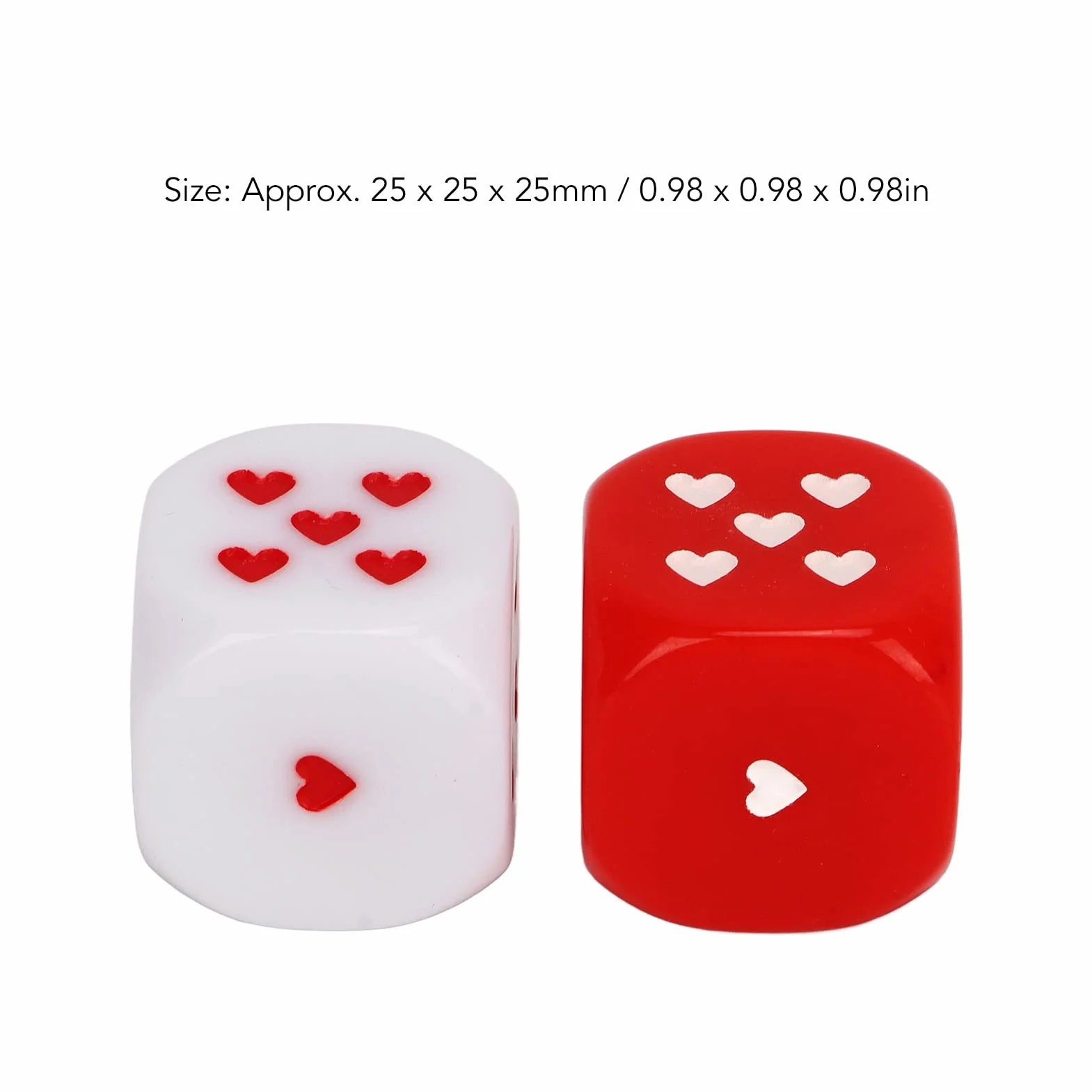 Dilwe Zestawy Kości, 5 par Kości 25 Mm w Kolorze Czerwono-białym z Sercem, nowość Funny Party Favor dla Gry Klubowej na Stole, Przenośne i Modne