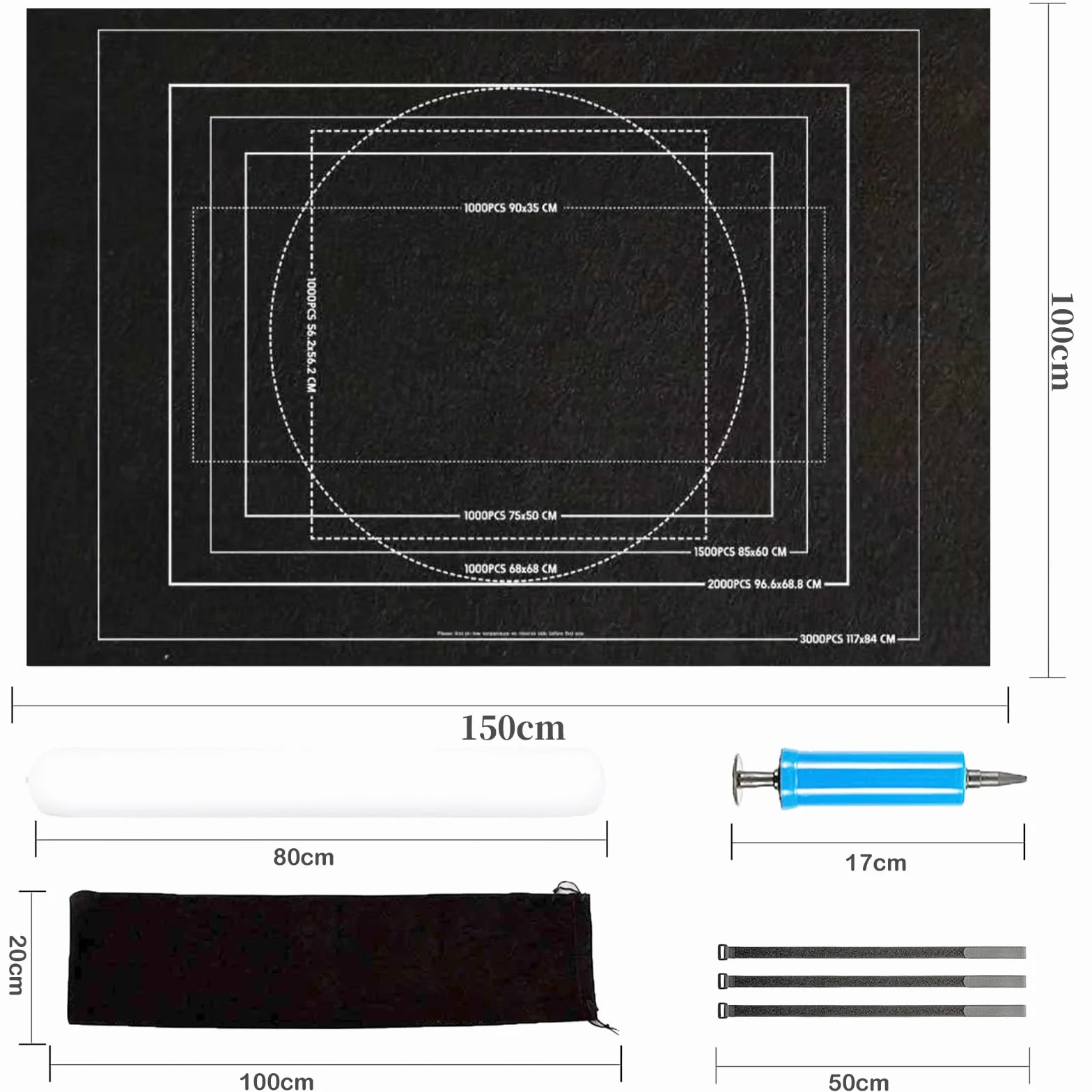 Mata do puzzli 3000 elementów - 1,5 mm pogrubienie, przenośny filcowy wałek, przechowywanie podróży