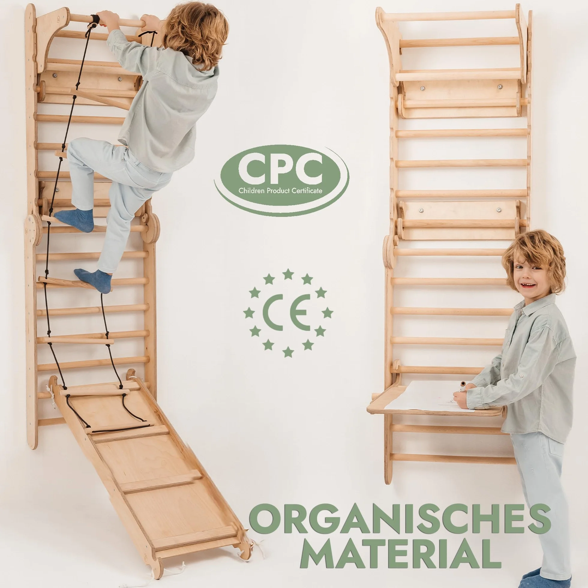 Goodevas Swedish Ladder Indoor Kids Gym: Zestaw do wspinaczki Montessori Play Gym przeznaczony do zastosowania w pomieszczeniu - drewniane zabawki do wspinaczki dla maluchów w wieku 1-7 lat