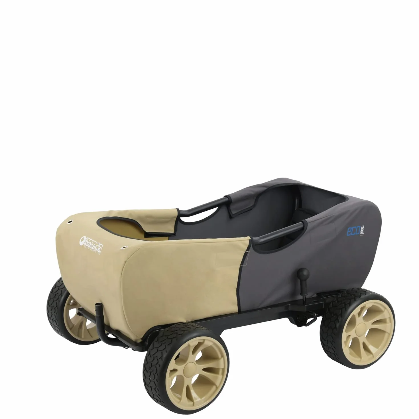 Hauck Wózek Transportowy Eco Mobil, dla Dwojga Dzieci, od 2 Lat, Ładowność do 50 kg, Stabilny, Nieprzechylny, Składany, Hamulec Postojowy, Resorowany, Zdejmowany Dyszel, Zadaszenie, Poduszka