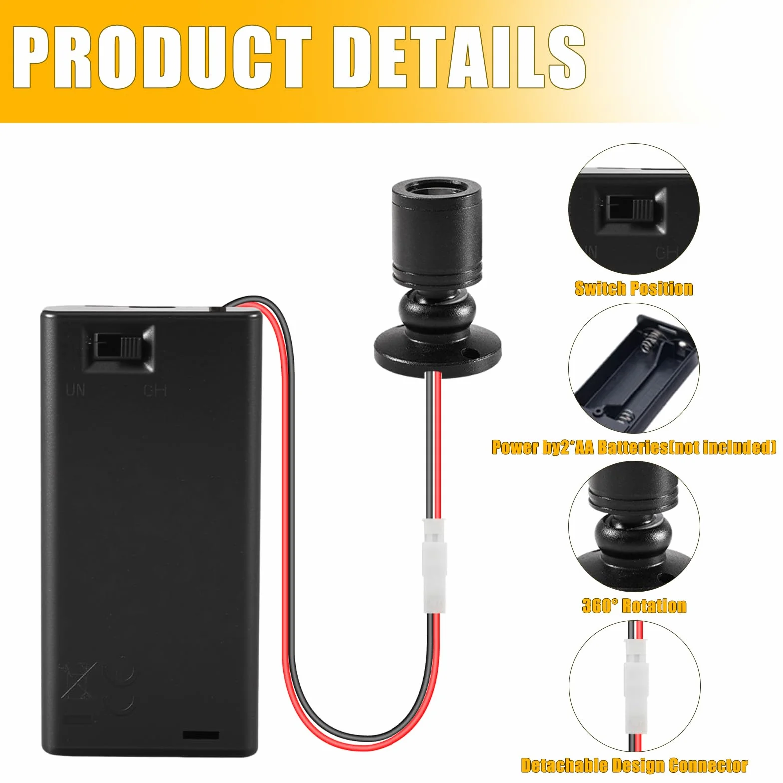 Joycabin Miniaturowe lampy LED 3V 1W do domków dla lalek z uchwytem na baterie AA