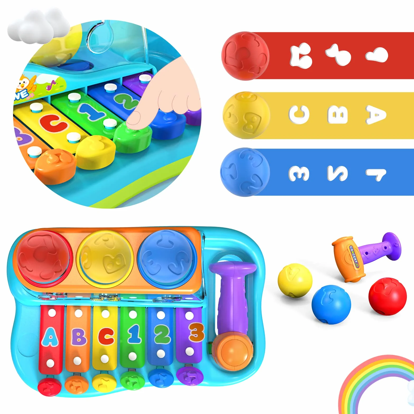 GoStock Musikspielzeug für 1-2-3 Jahre alte Babys Licht-Xylophon-Musikinstrument Spielzeug-Keyboard für Kinder Geschenk für Jungen und Mädchen