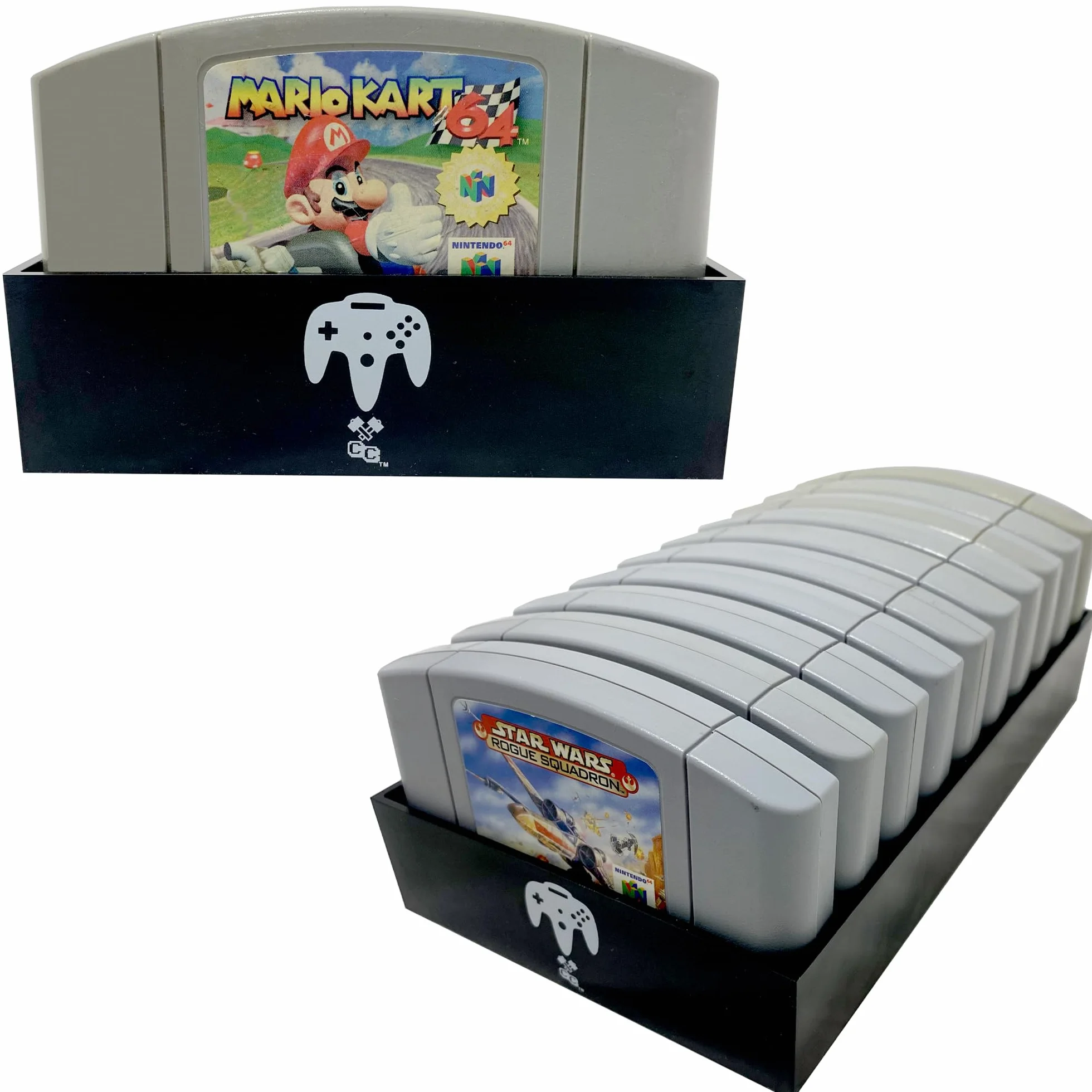 Collector Craft Czarny organizer do gier kompatybilny z wkładem N64, osłona przeciwpyłowa, uchwyt na wkład, Nintendo 64