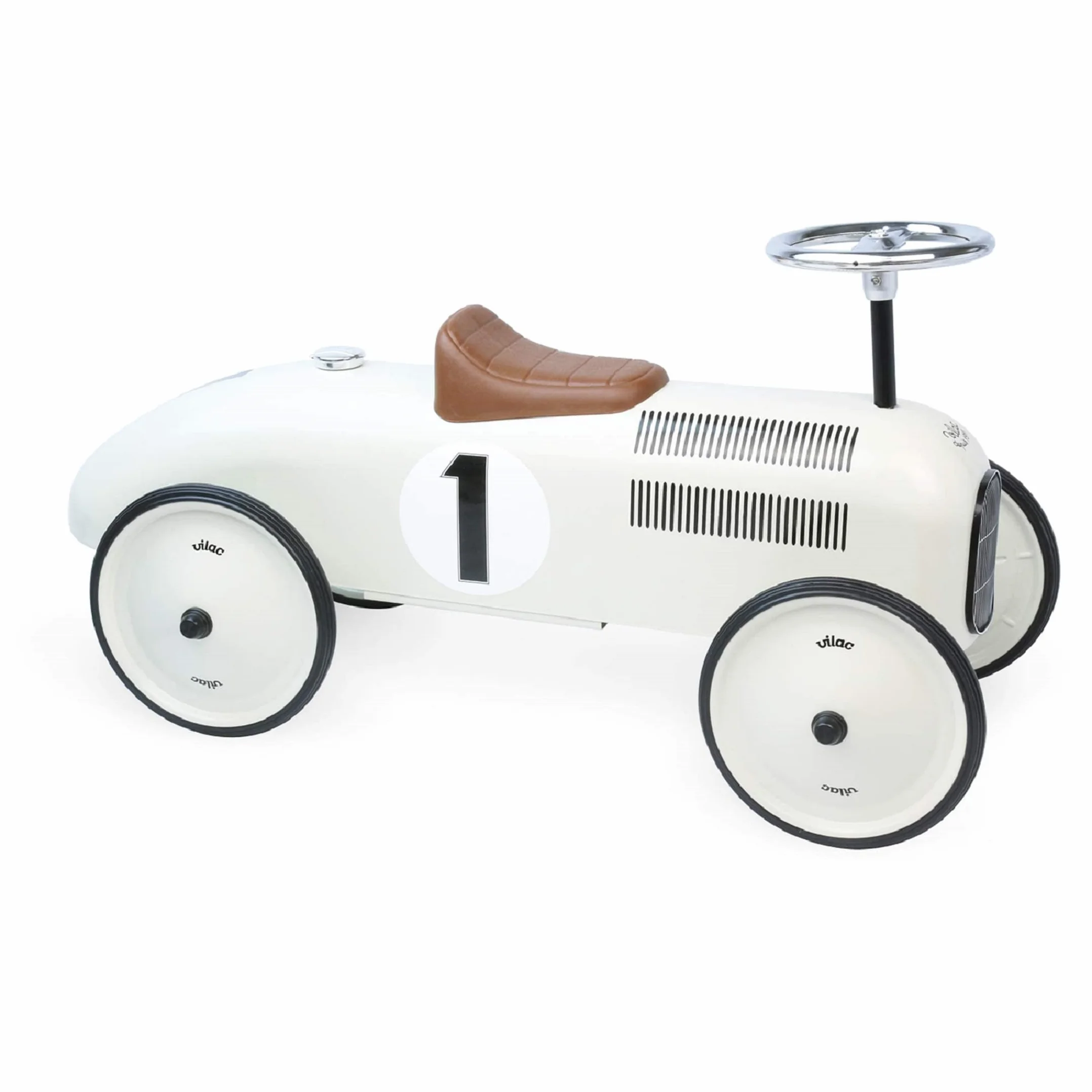 Vilac Vintage Ride on Car metalowy korpus duże gumowe kółka dla dzieci 1.5-3 lat 20 kg