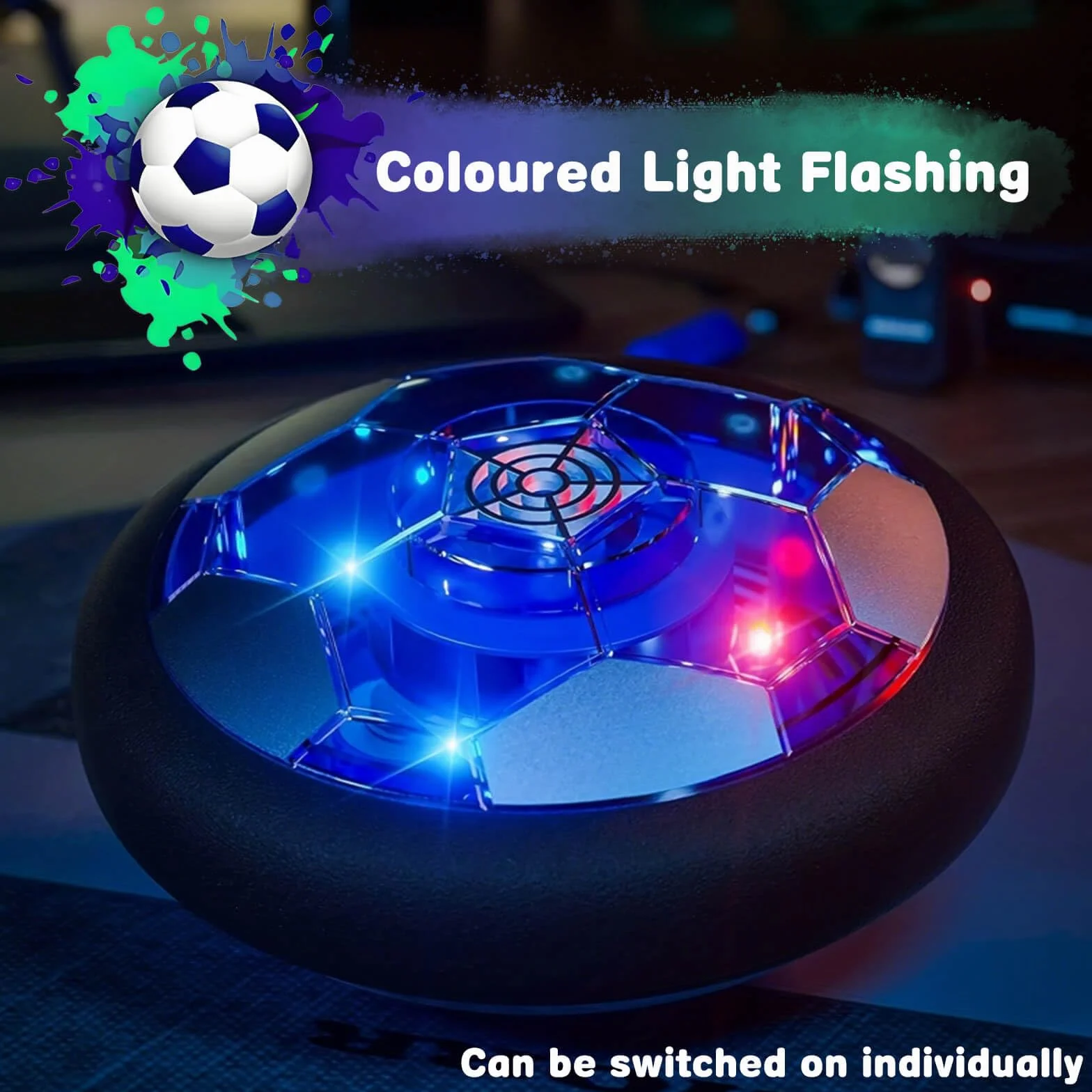 DxxD Air Power piłka nożna, Hover Fußball z ponownym ładowaniem, świecąca, unosząca się z diodami LED, prezenty dla dzieci, zabawki, piłki nożne jako prezenty, gry dla chłopców w wieku 3 4 5 6-12 lat