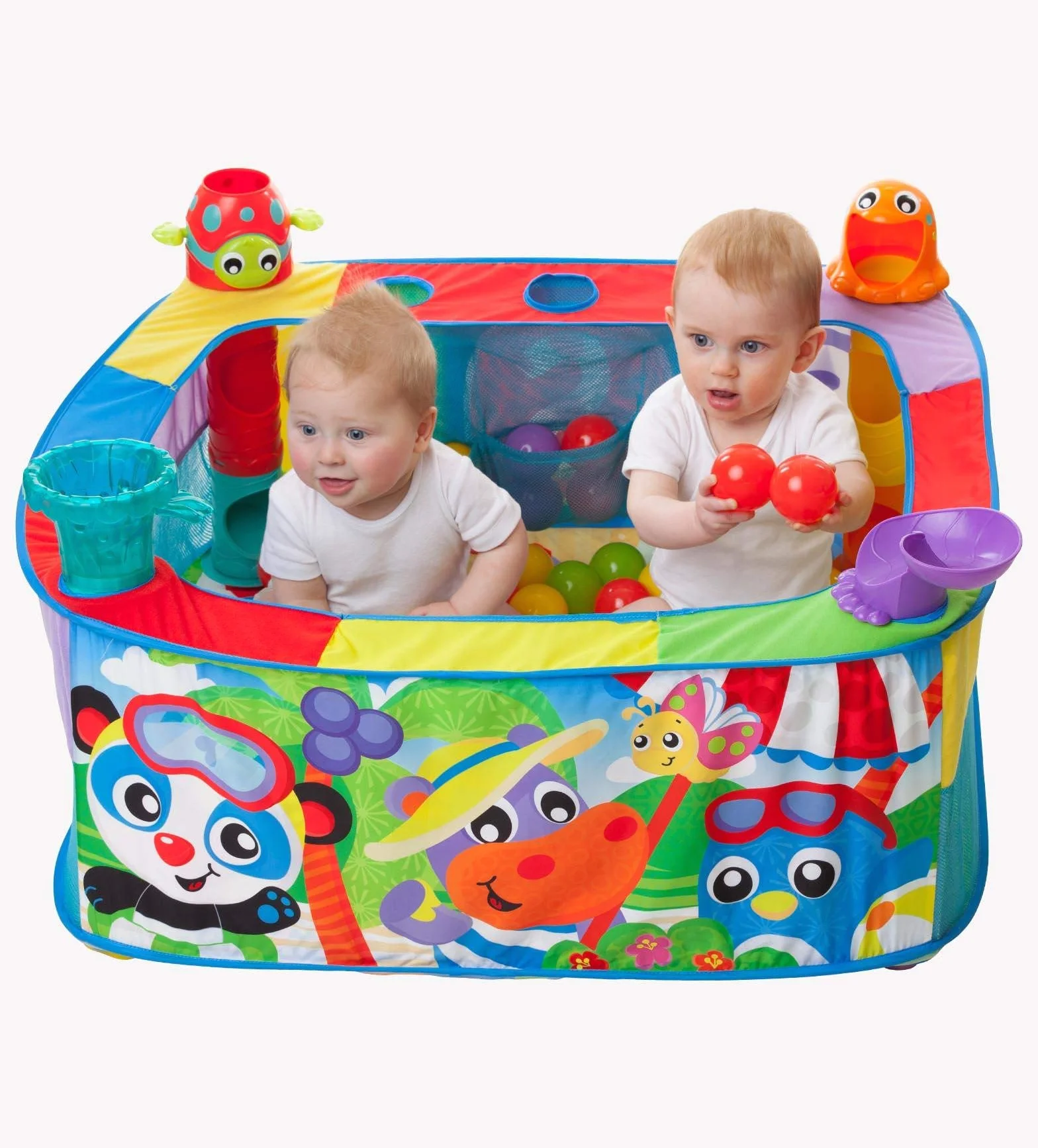 Playgro Pop Up Baby Ball Pit, 6 miesięcy i więcej, siłownia do aktywności pop and drop ball, wielokolorowa, 40175