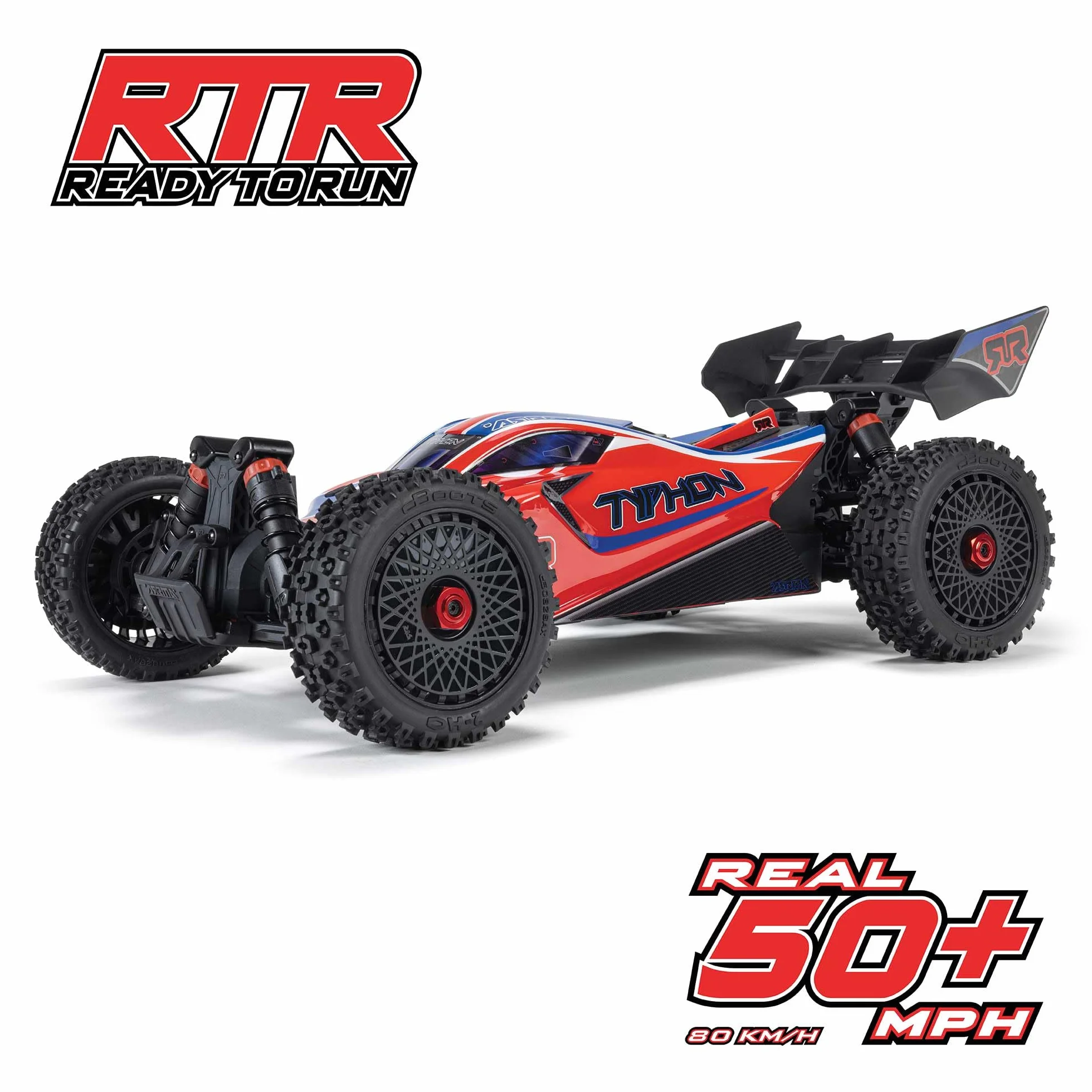 ARRMA RC Car 1/8 Typhon 4X4 223S BLX BRUSHLESS Buggy RTR (bateria i ładowarka nie są dołączone) z DSC RED/Blue, ARA4306V4T3