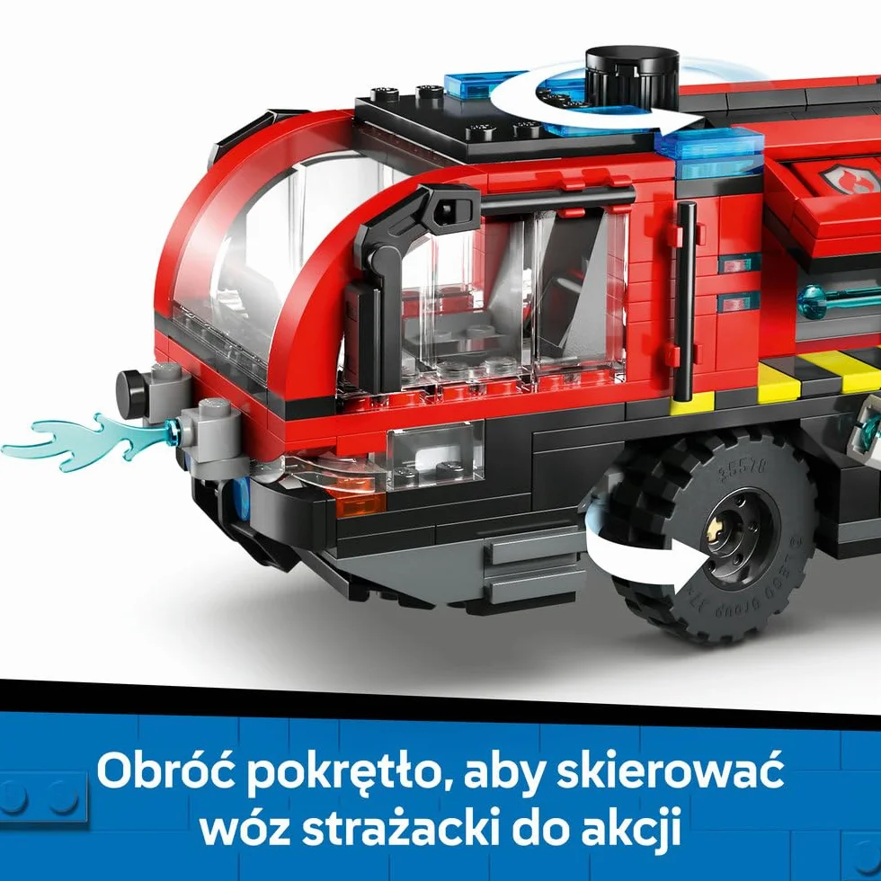 LEGO City Lotniskowy wóz strażacki, zabawka dla dzieci od 7 lat, klocki konstrukcyjne z pojazdem ratunkowym i czterema minifigurkami, prezent dla 7-latka, dla chłopca i dziewczynki na urodziny 60499