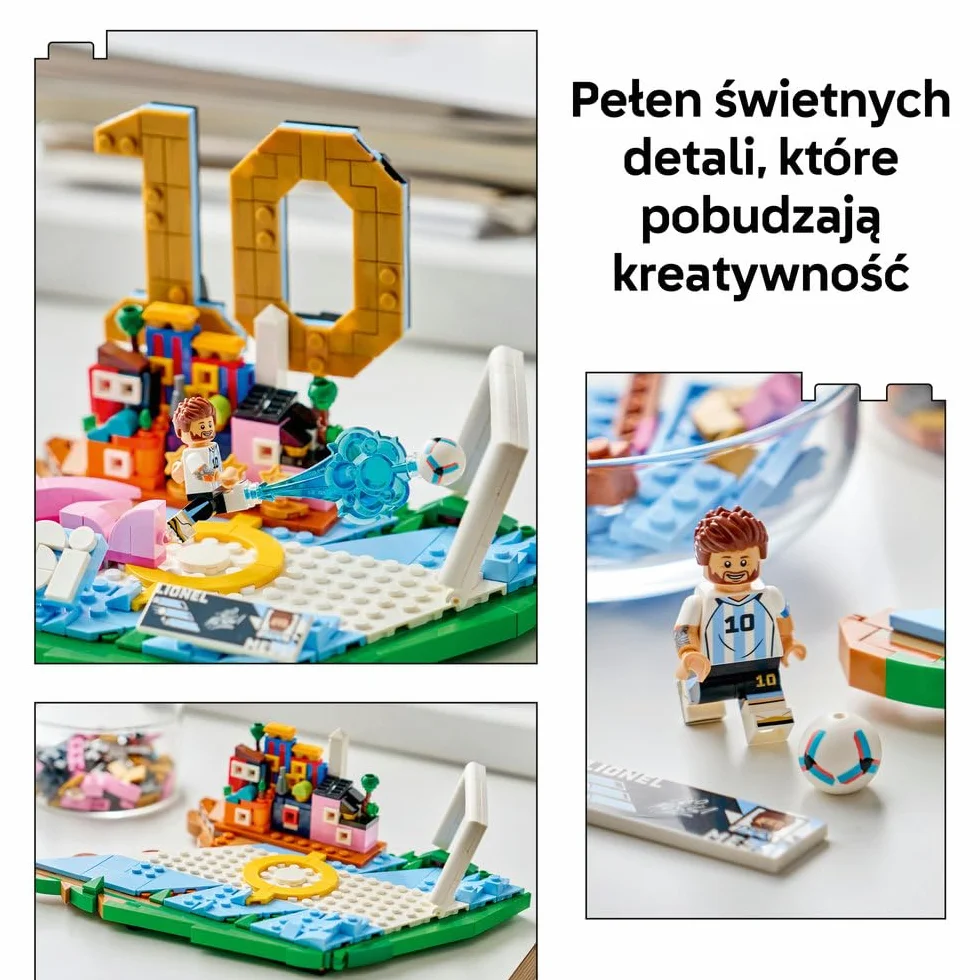 LEGO Editions Lionel Messi Piłkarskie Momenty Zestaw Klocków Kolekcjonerska Płytka Minifigurka Sportowy Prezent 10 Lat 43011