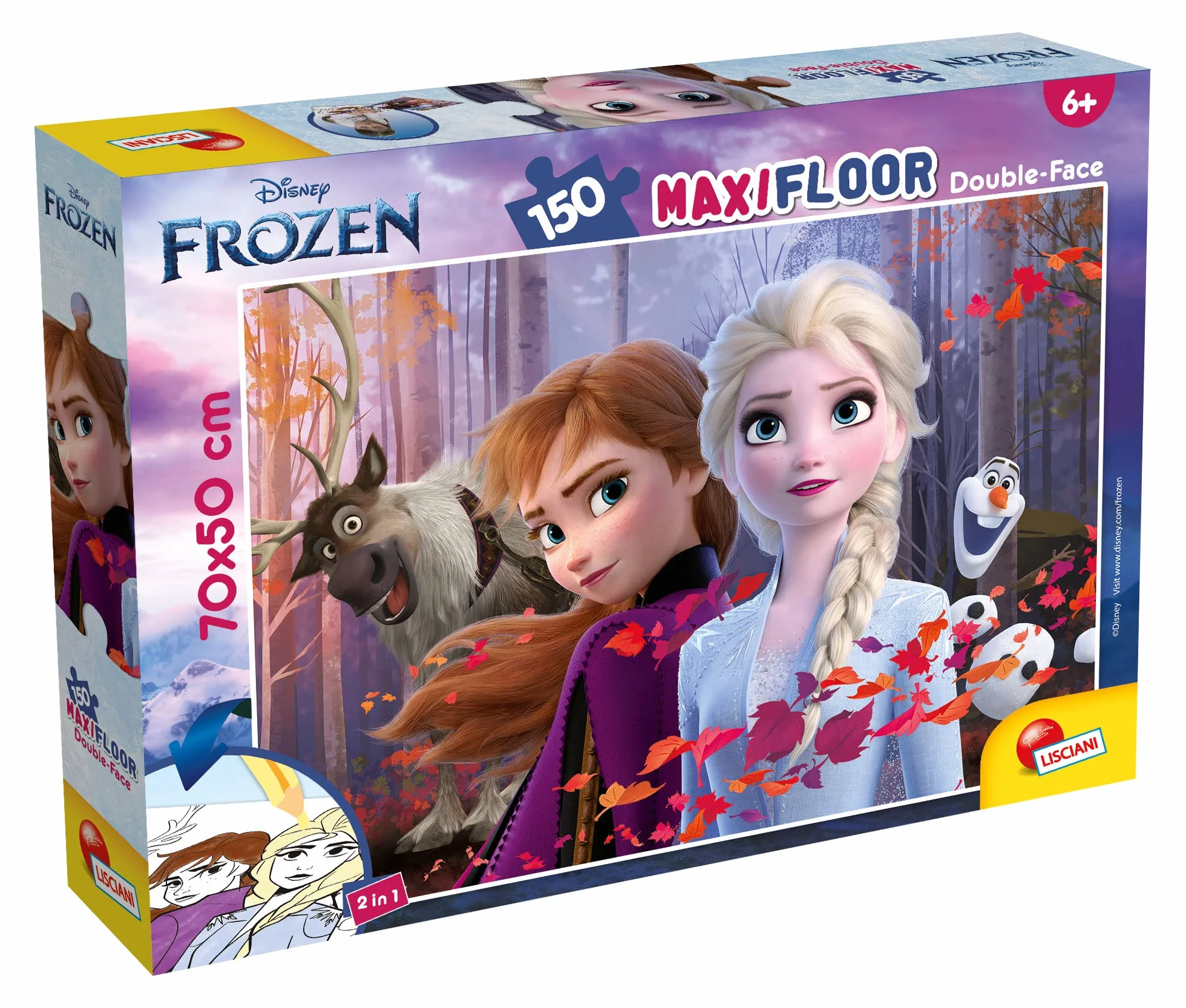 Lisciani Disney Puzzle Dwustronne Maxi podłogowe 150 El. Kraina Lodu