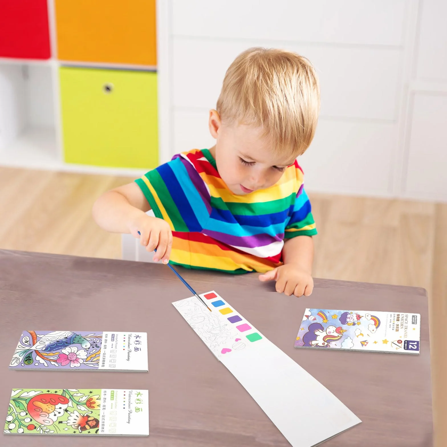 ZMDMAH 6 sztuk kolorowanek akwarelowych, 72 strony, mini kolorowanka, mini paint pad, akwarelowa kolorowanka z pędzlem na zbiornik na wodę, kolorowanka akwarelowa z farbami wodnymi, bez pomiaru, dla