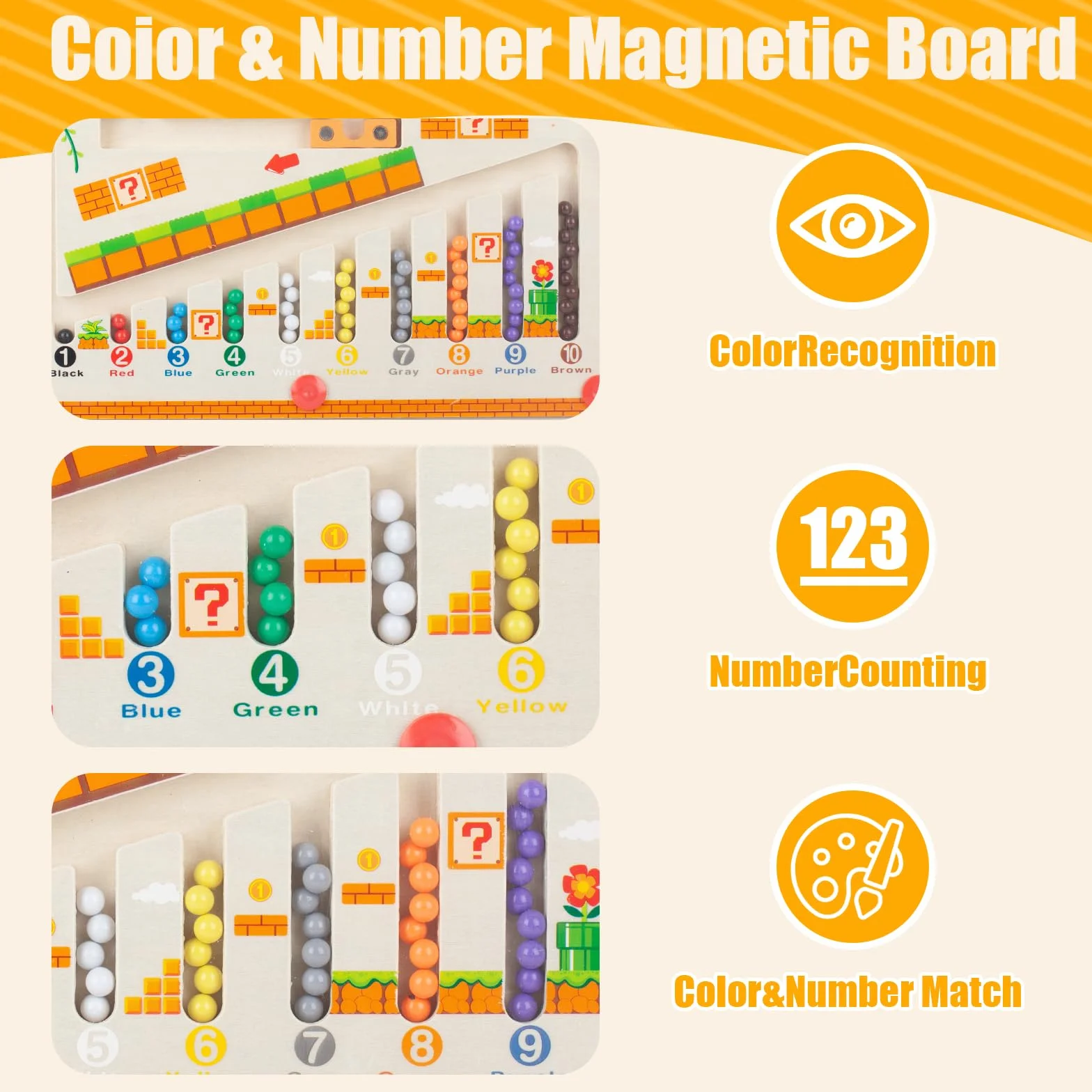 Montessori zabawka od 2, 3, 4, 5, 6 lat, magnetyczna gra labirynt kolory, nauka sortowania, gry dla dzieci od 2 do 6 lat