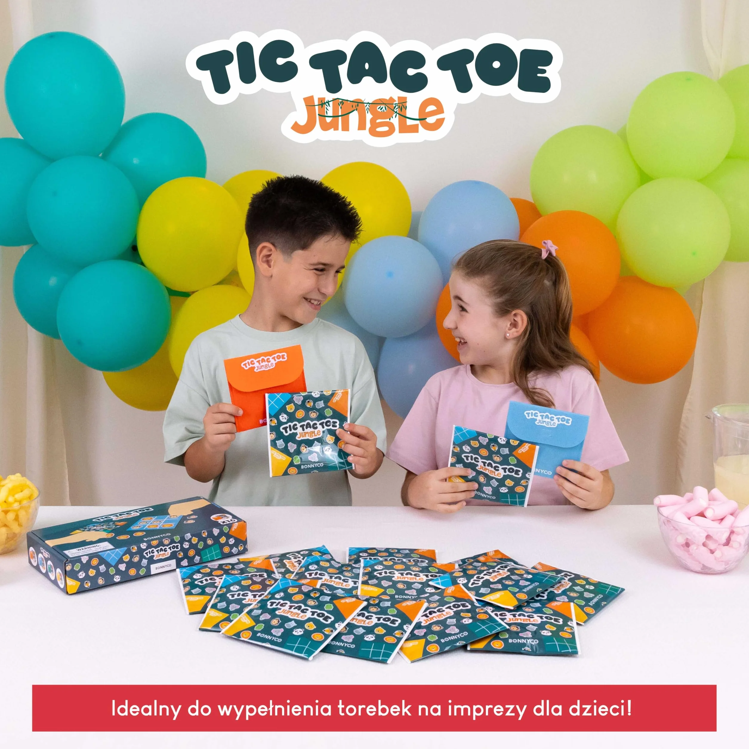 BONNYCO Kółko i Krzyżyk Z Jungle Zwierząt do Torebki na Urodziny Dzieci Unisex Zestaw 16. Prezenty do Torebki dla Dzieci, Upominki na Przyjęcia. Gotowe Zestawy, Pinata Filler Nagrody