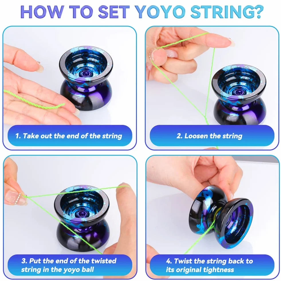 MAGICYOYO N11 Yo-Yo Profesjonalne niereaktywne, stop metalu YoYo dla początkujących + łożysko płaskie + wał + narzędzie do demontażu łożysk + torba do przechowywania Yo-Yo + 12 strun