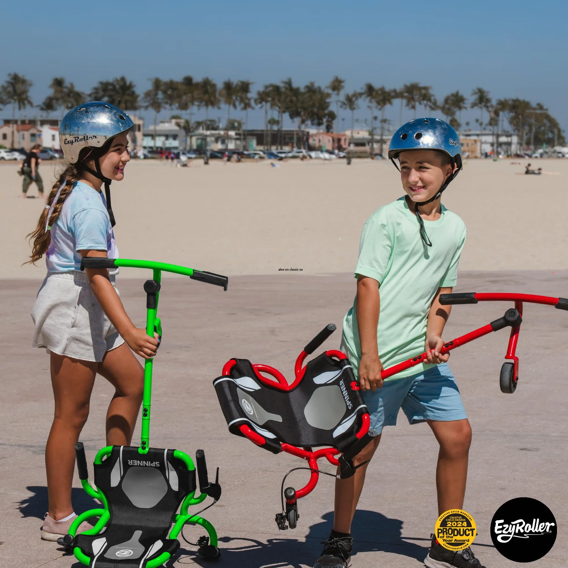 EzyRoller Spinner Ride On Scooter for Kids & Toddlers, Outdoor Ride on Toy with Caster Wheels for Drifting & Tight Turning, Up to 150 lbs, Ages 4 & Up - Green
